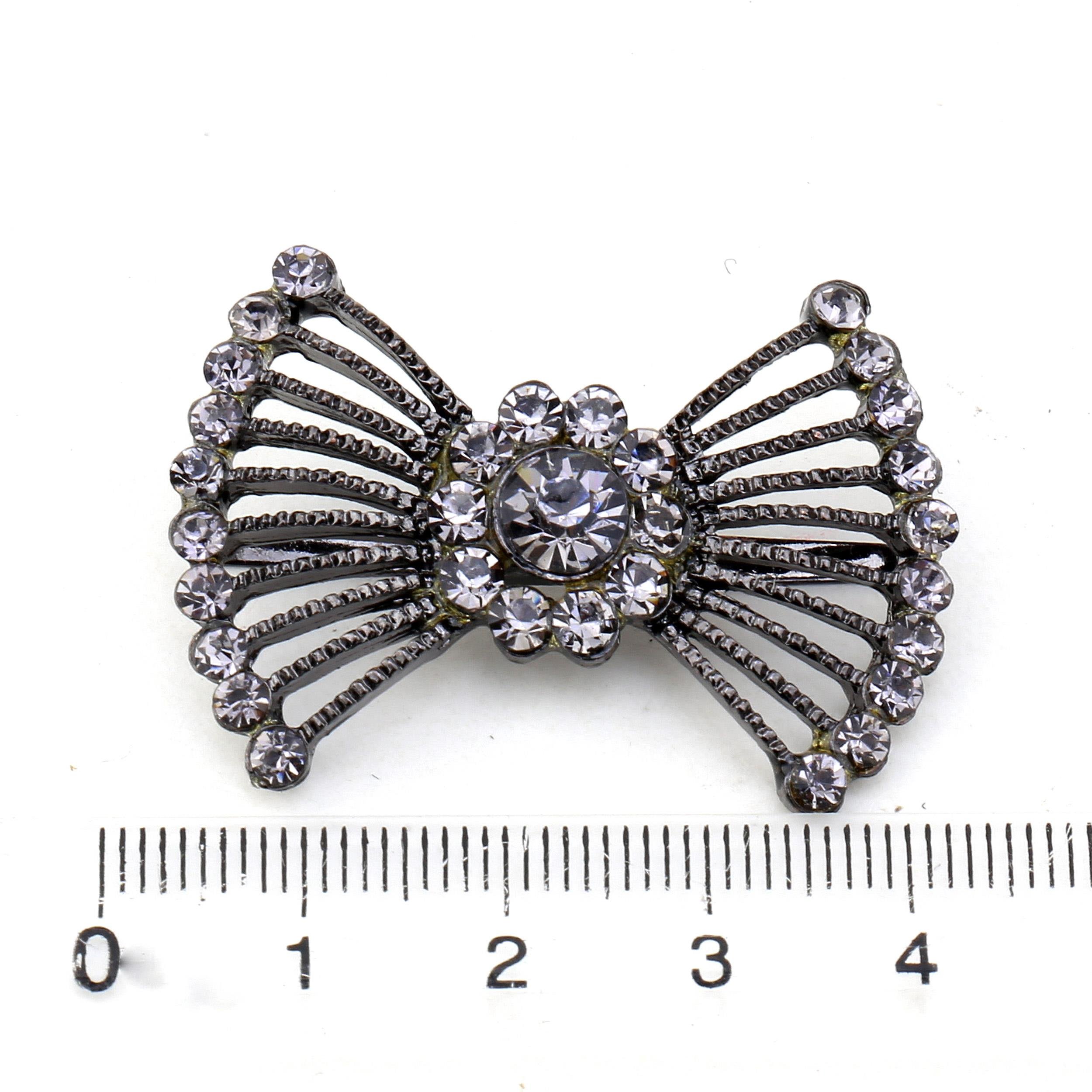 Taş Süslemeli Metal Fiyonk Süs Siyah