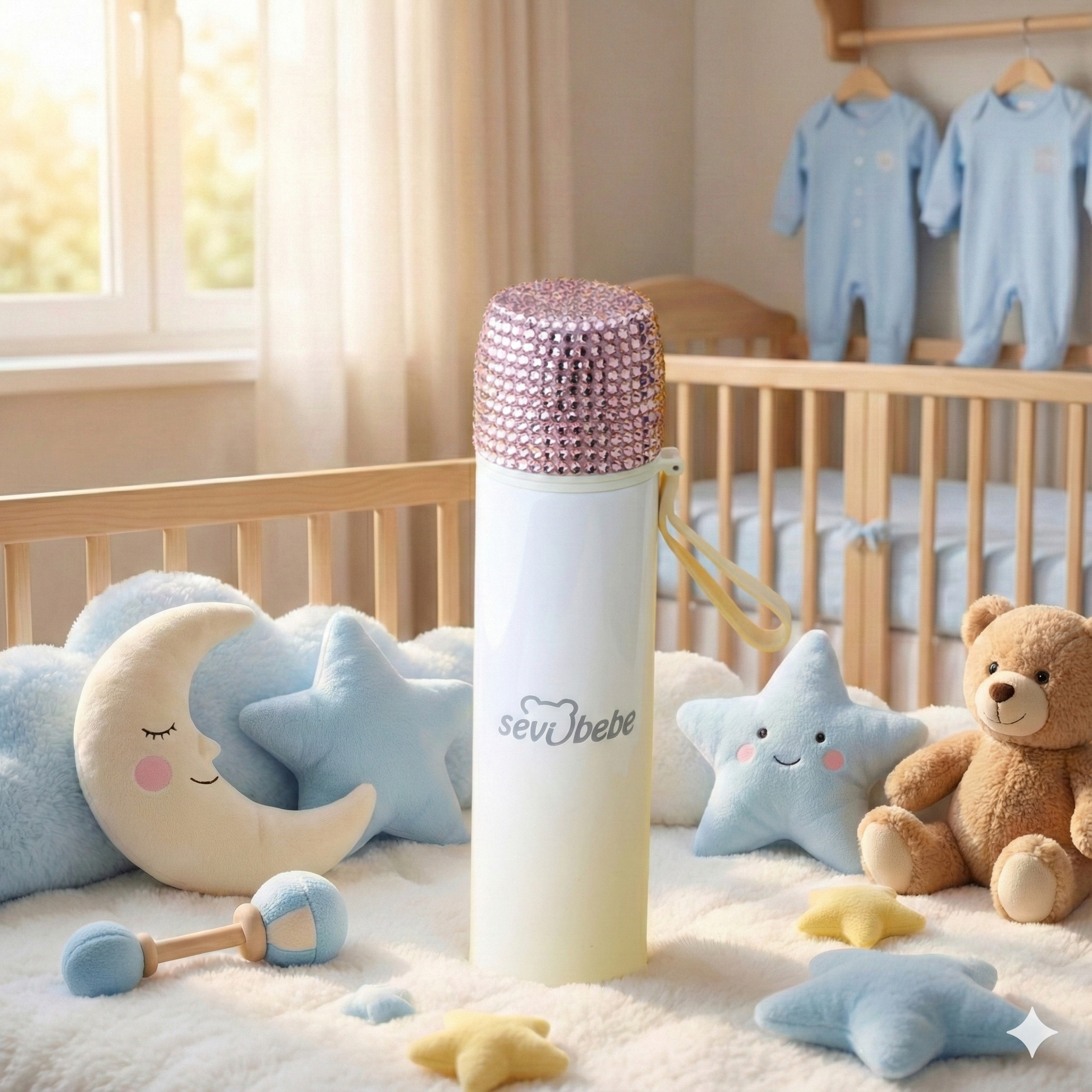 Taşlı Bebe Termosu Pembe