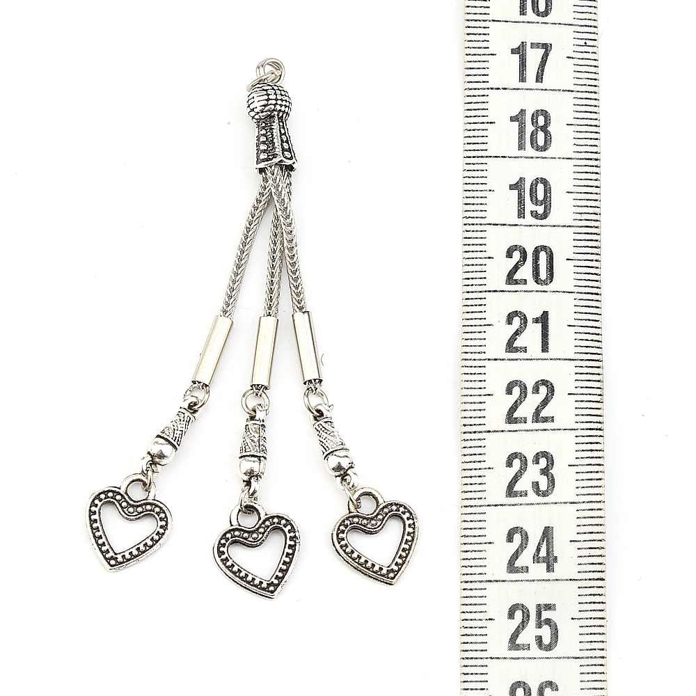 Üçlü Kalpli Metal Püskül