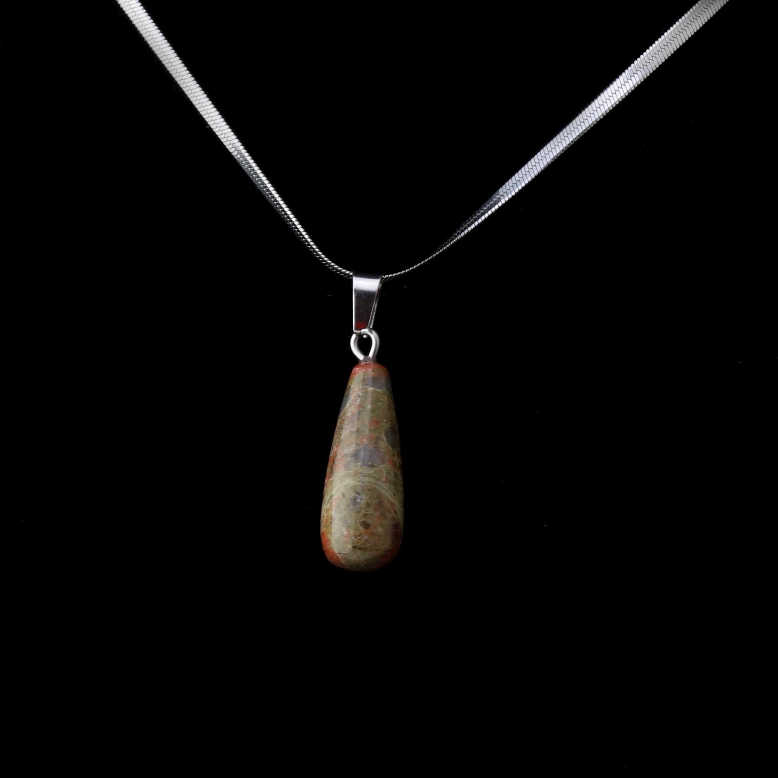 Unakit Taşı Oval Damla Kolye Ucu