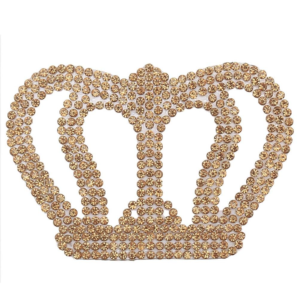 Ütüyle Yapışan Gold Taşlı Kral Taç Motif 5 x 7,5 cm
