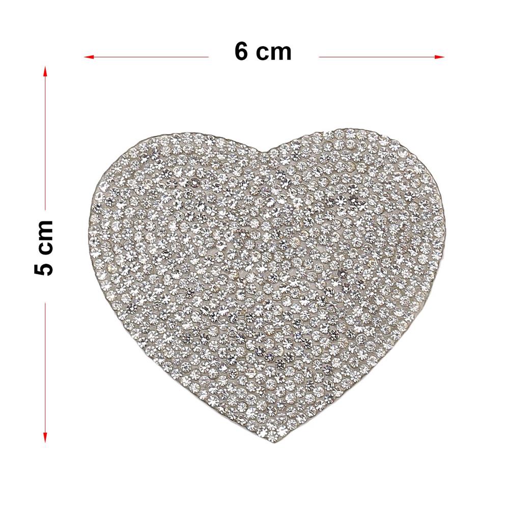 Ütüyle Yapışan Kristal Taşlı Kalp Aplik