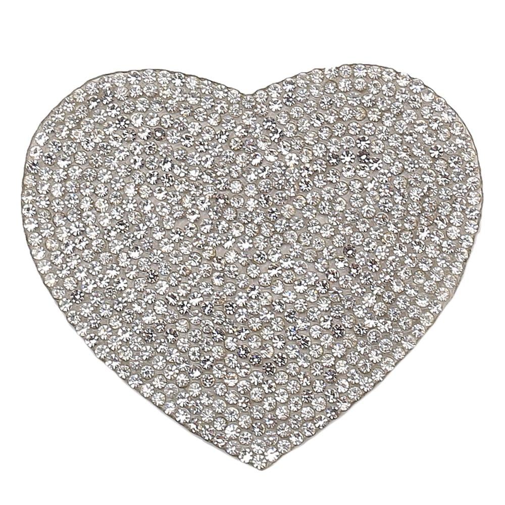 Ütüyle Yapışan Kristal Taşlı Kalp Aplik
