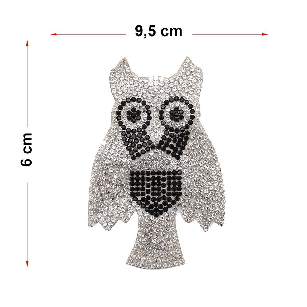 Ütüyle Yapışan Taşlı Baykuş Aplik