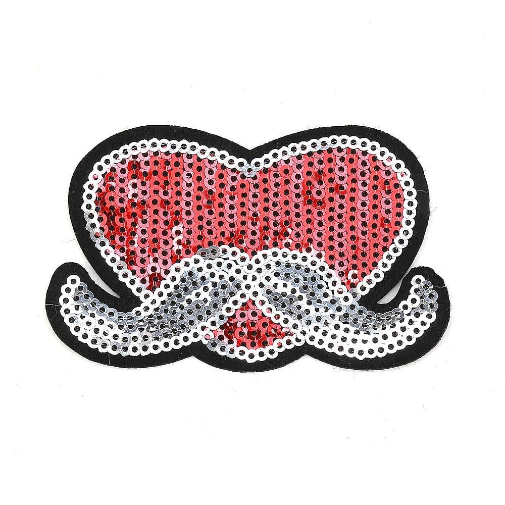 Ütüyle Yapıştırılabilen Bıyıklı Kalp Aplike