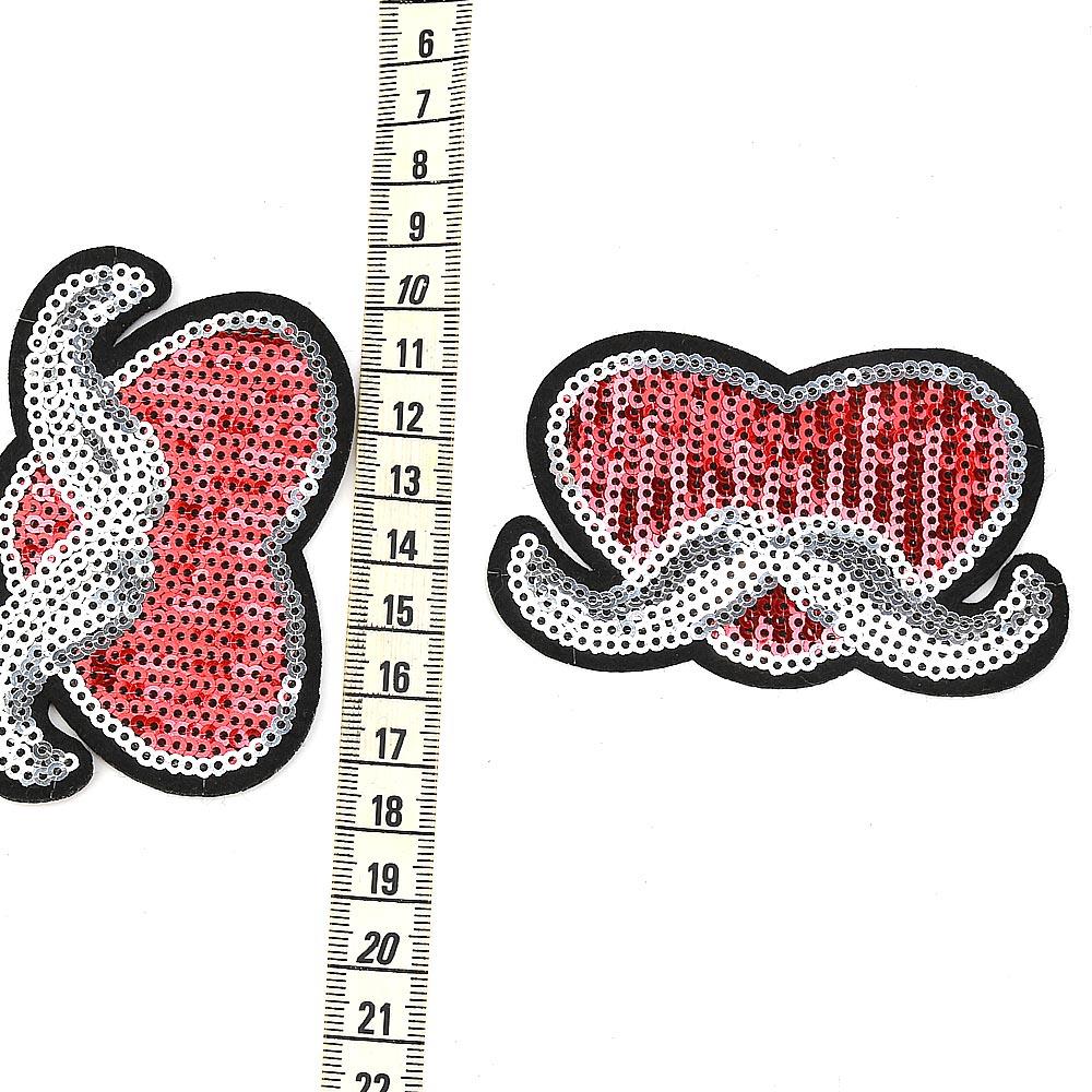 Ütüyle Yapıştırılabilen Bıyıklı Kalp Aplike