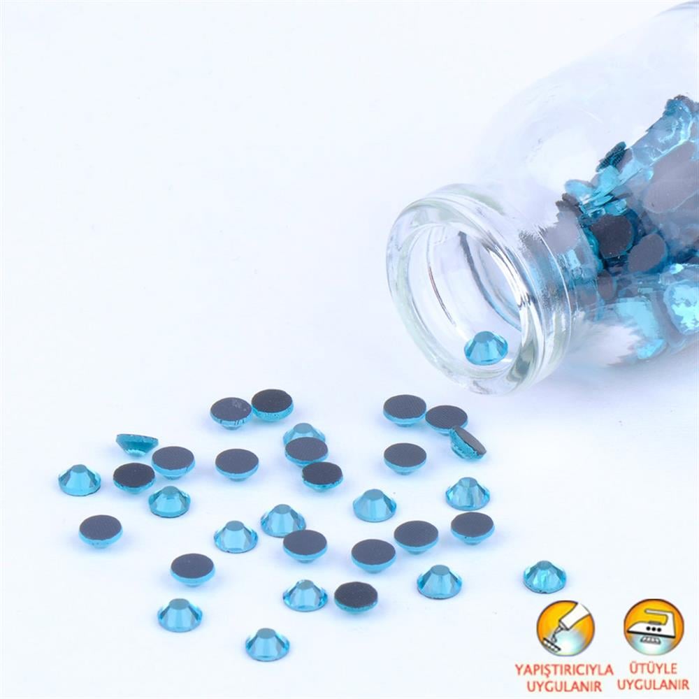 Ütüyle Yapıştırma Kristal Taş Aquamarine Renk