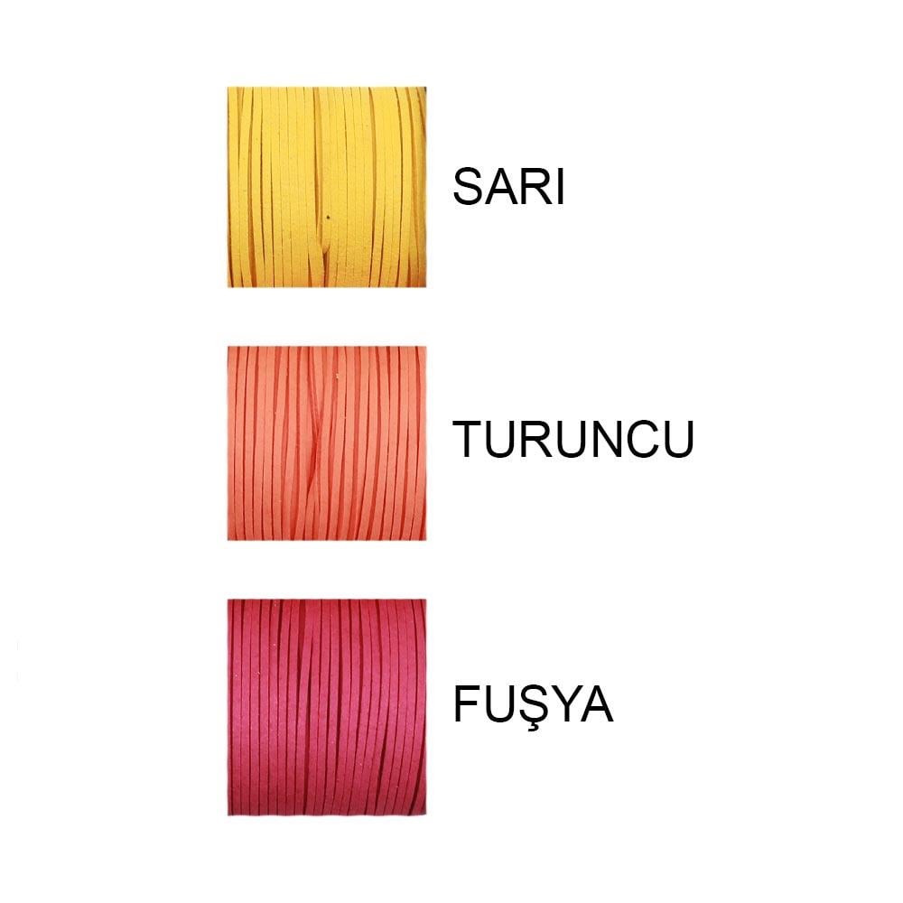 Yassı Süet Kordon İp Renkli