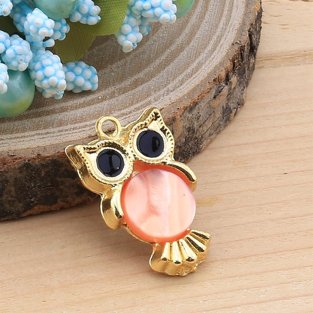 Yavruağzı Sedefli Baykuş Kolye Ucu