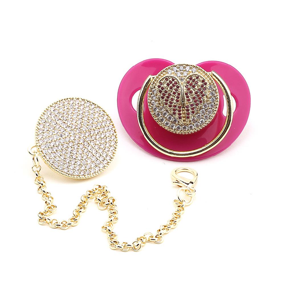 Zirkon Taşlı, Pembe Kanat Modelli Emzik ve Emzik Zinciri