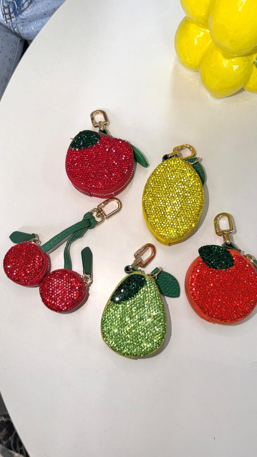 Taşlı Çanta Charm Limon