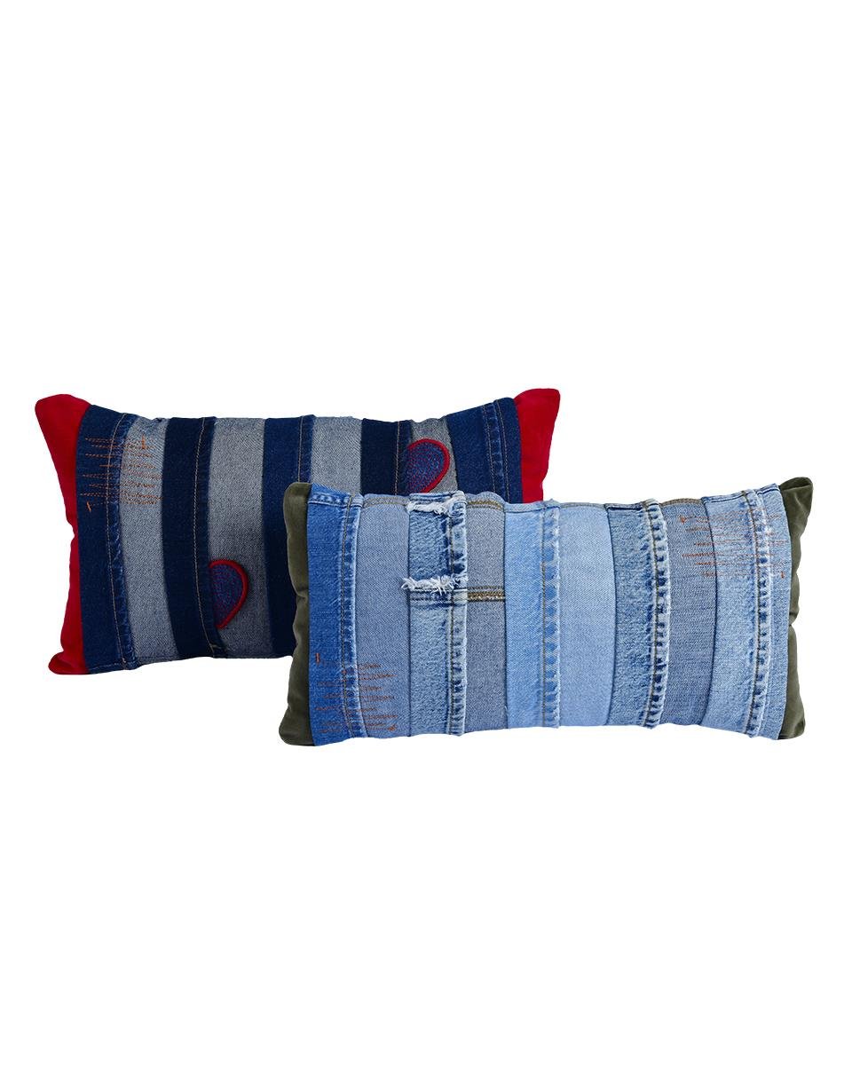 Denim trotting pillow