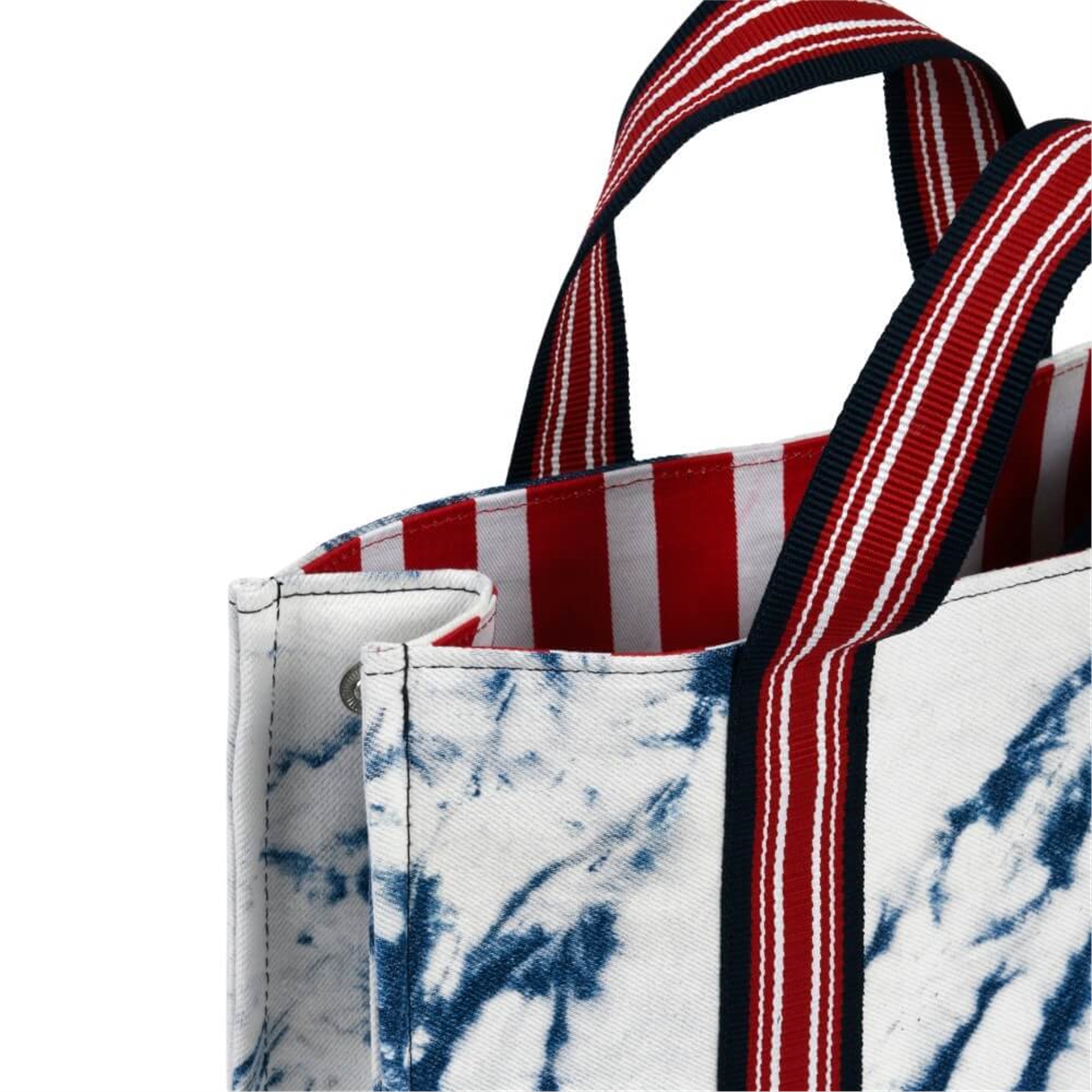 Batik Yıkama Kırmızı Çizgili Astarlı Tote Bag