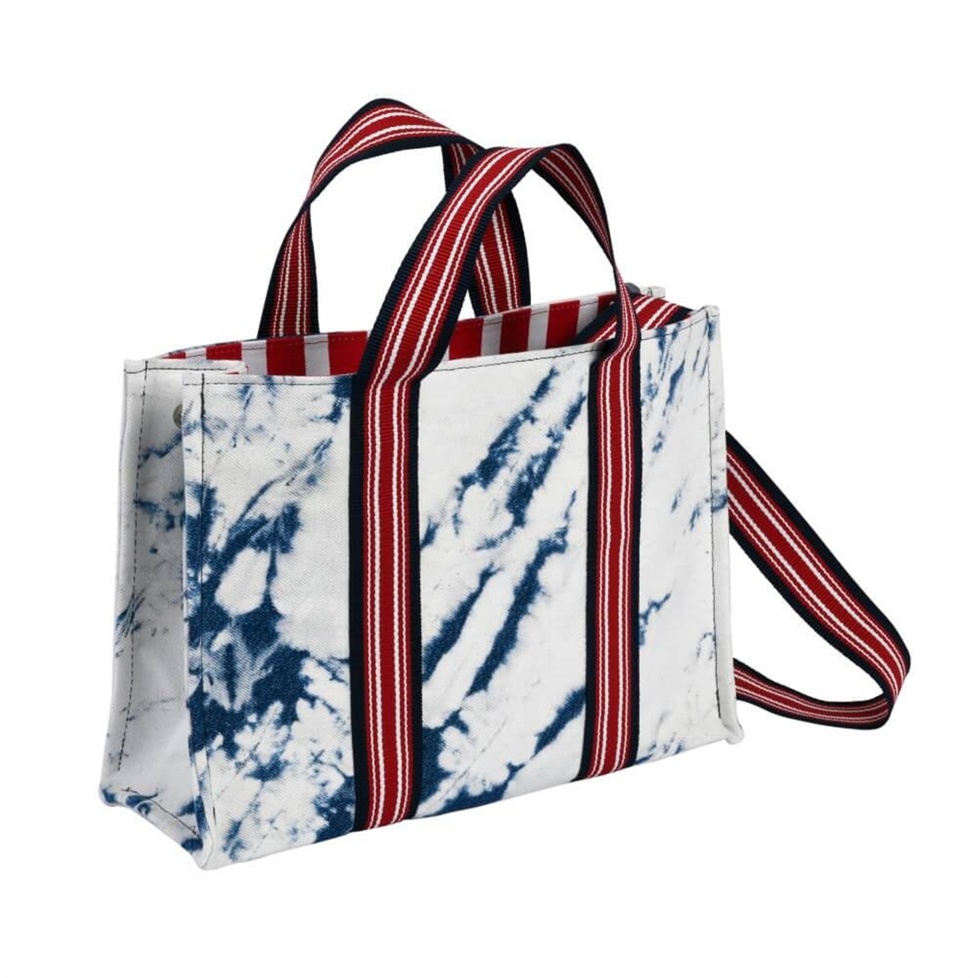 Batik Yıkama Kırmızı Çizgili Astarlı Tote Bag