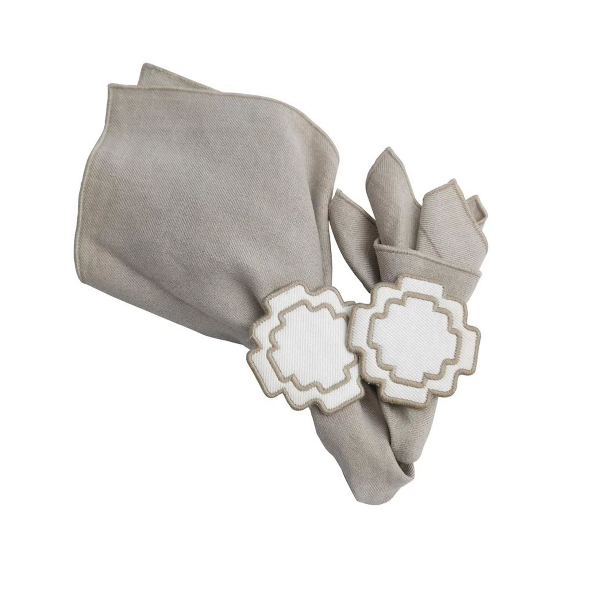 Bej Nakışlı Chakana Peçete Yüzüğü