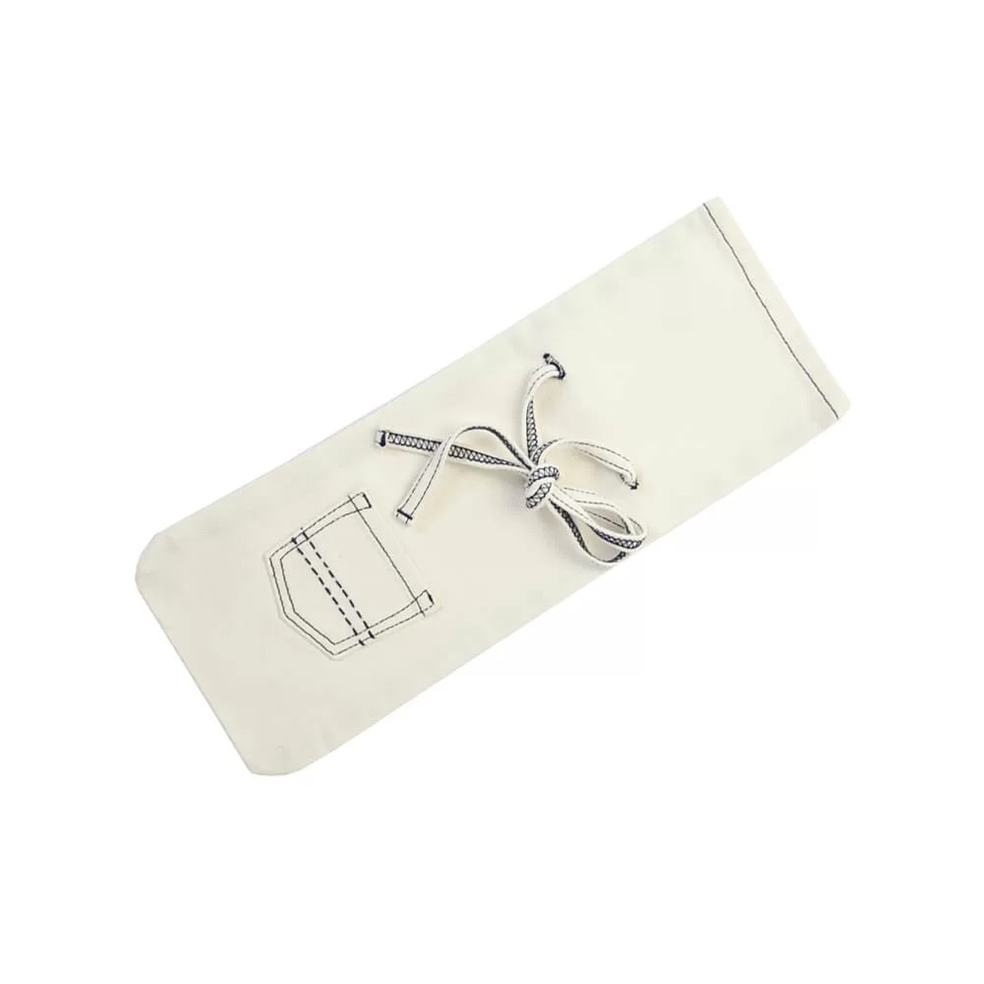 Beyaz Denim Lacivert Nakışlı Şişe Kılıfı