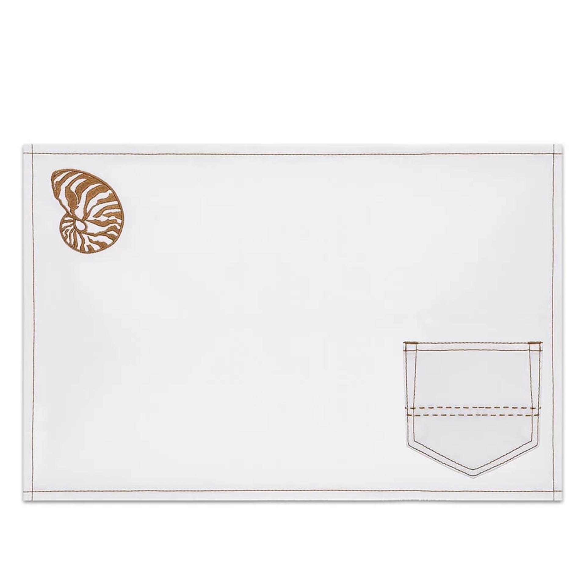 Beyaz Denim Üzeri Escargot Nakışlı Amerikan Servis