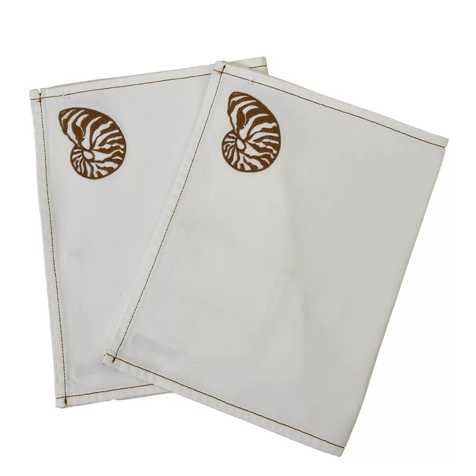 Beyaz Denim Üzeri Escargot Nakışlı Amerikan Servis