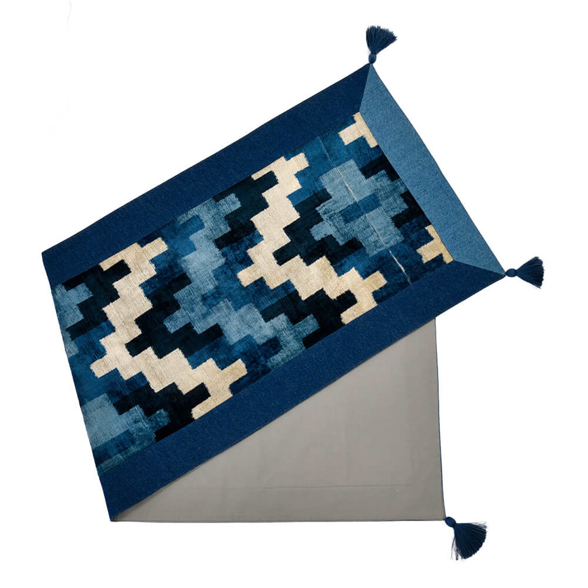 Blue Pyramide Ikat Runner