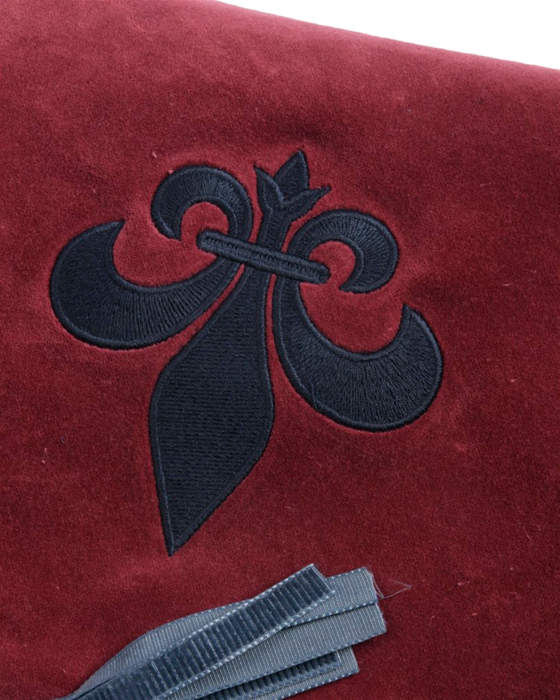 BORDO KADİFE FLEUR DE LİS NAKIŞLI CLUTCH ÇANTA