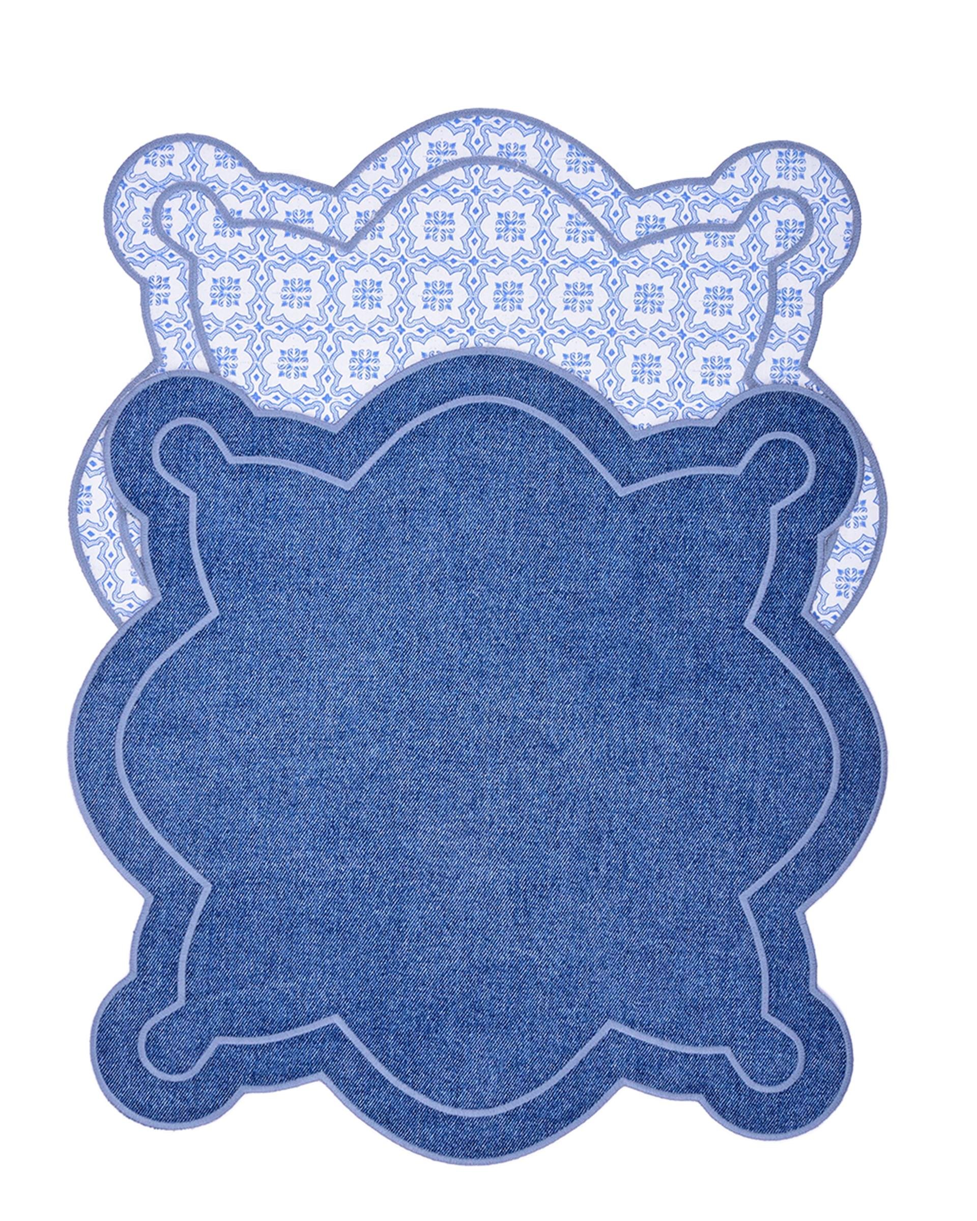 Denim Çift Nakışlı Astarlı Supla