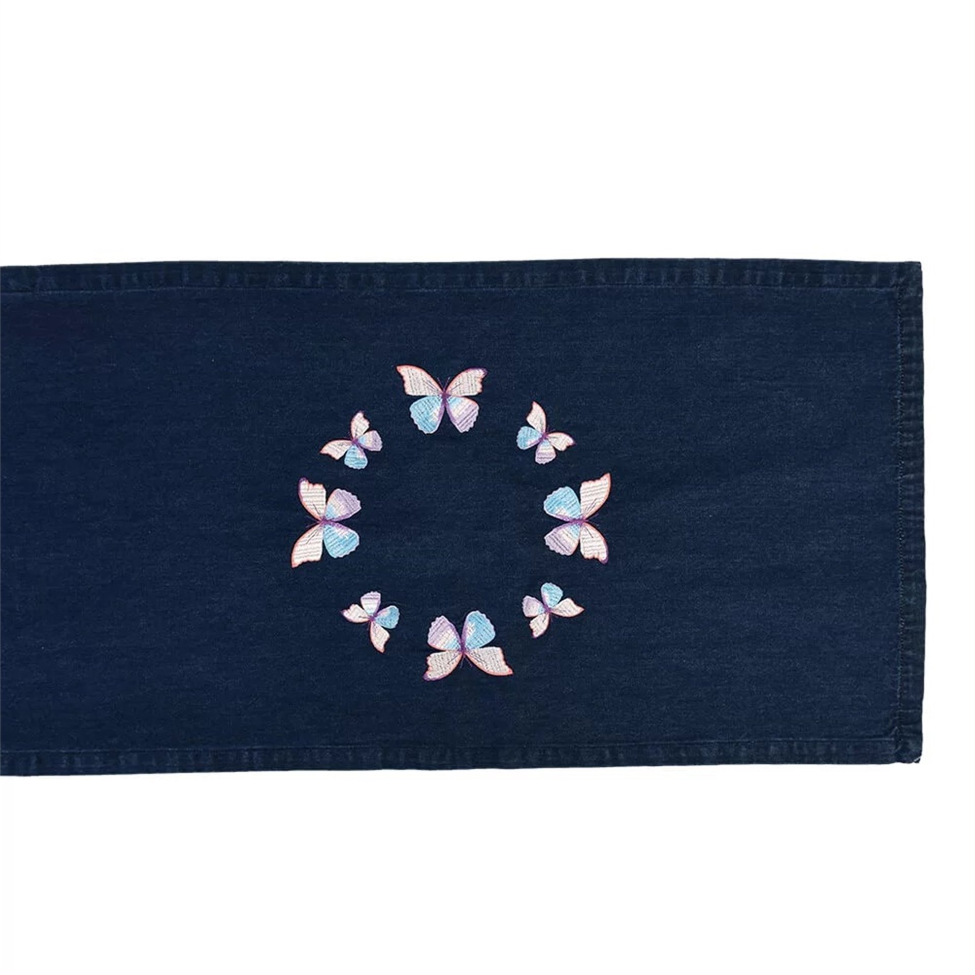 Denim Kelebek Nakışlı Runner (Özel Seri)