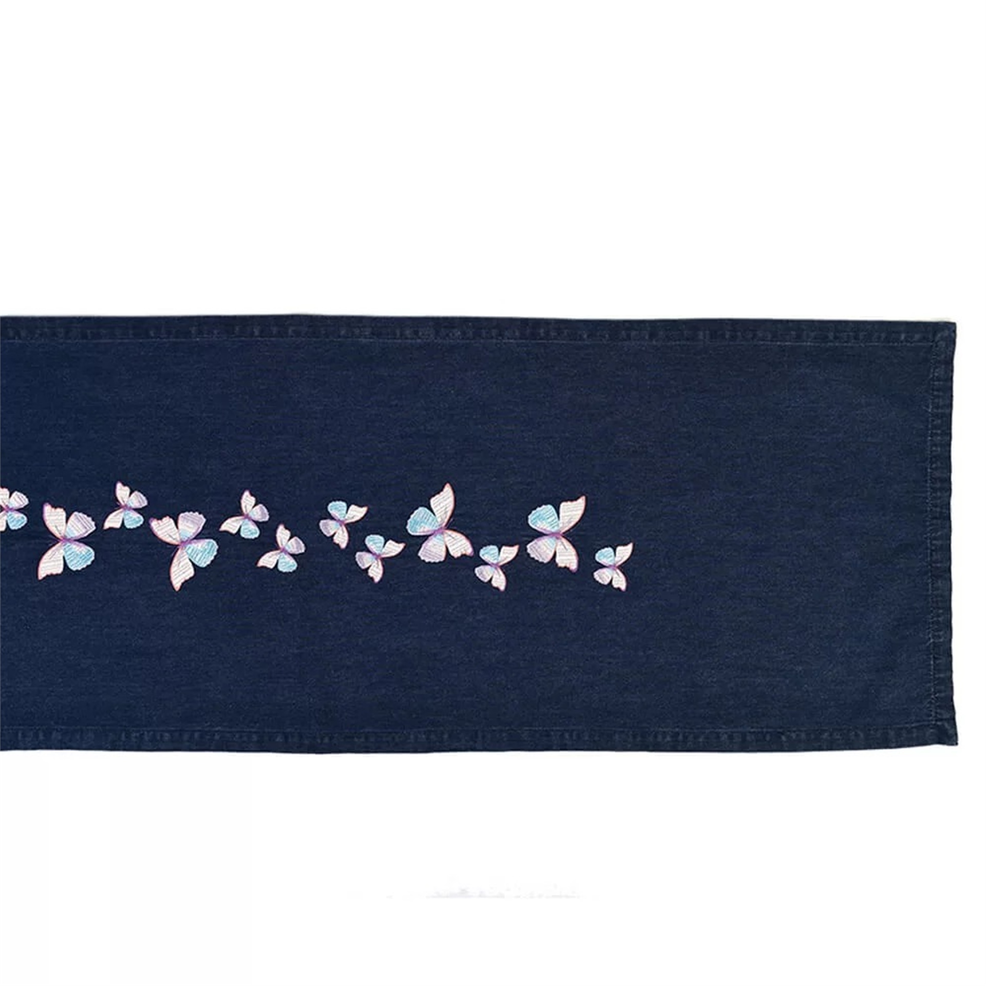 Denim Kelebek Nakışlı Runner (Özel Seri)