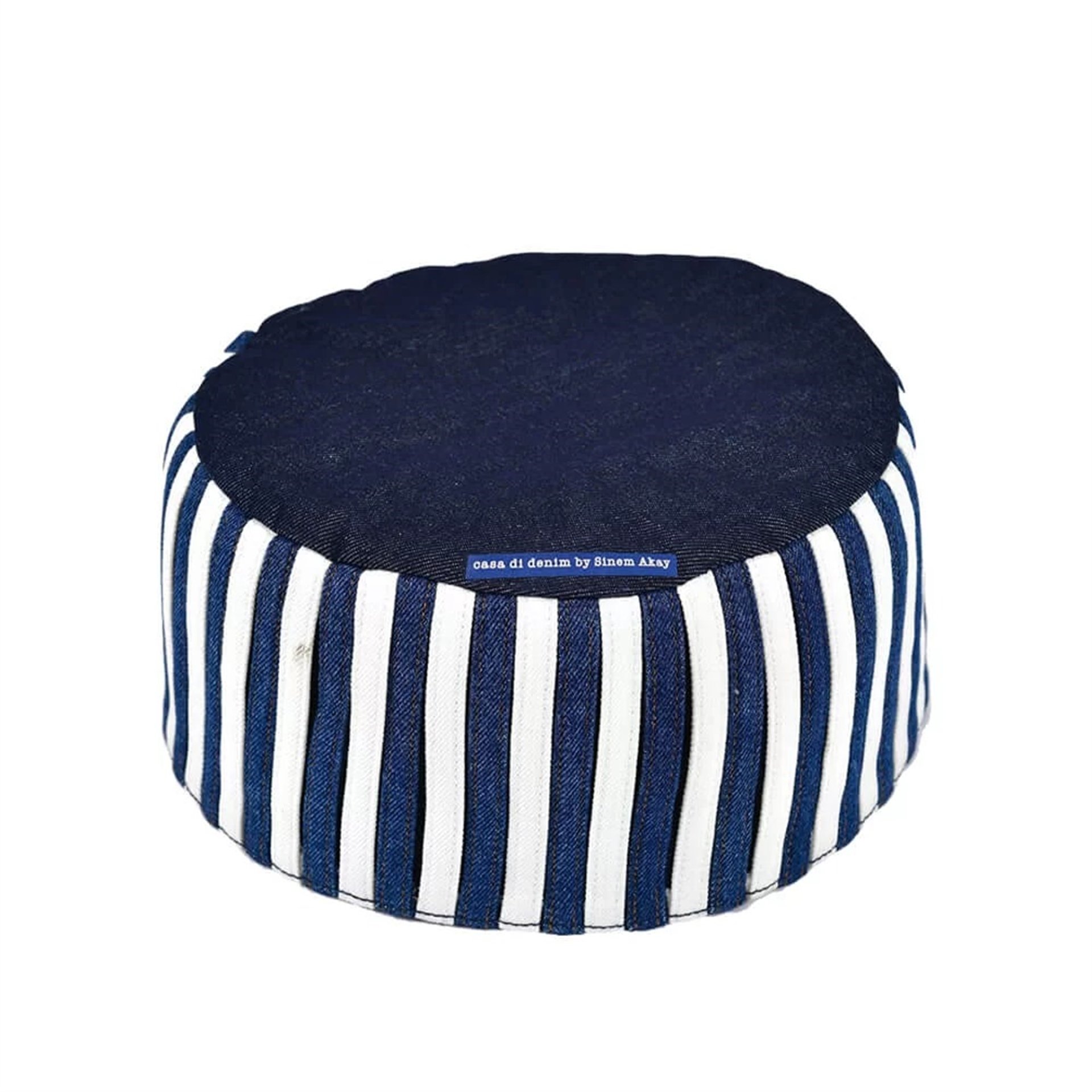 Denim Mavi Beyaz Britli Sepet