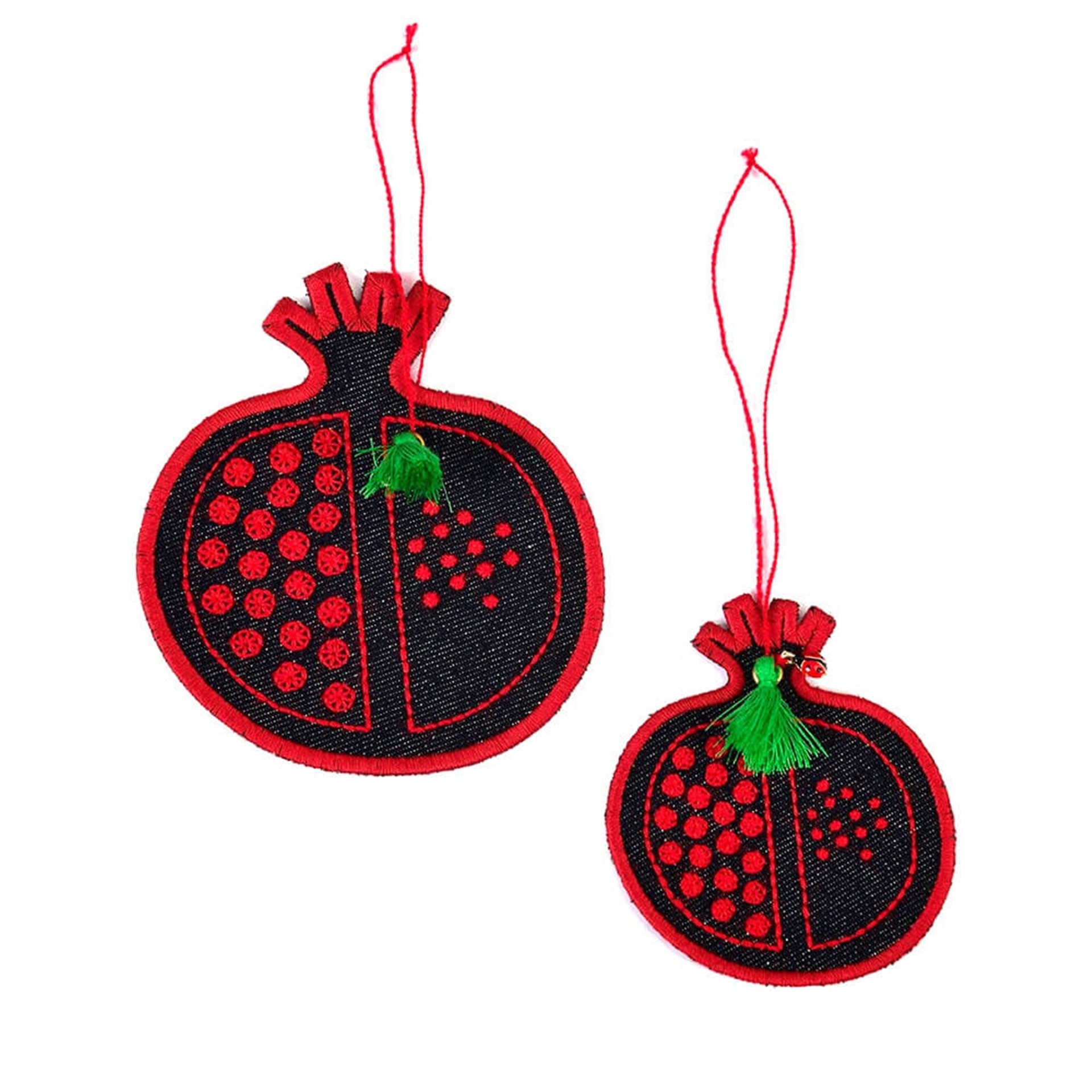 Denim Nar Nakış Yılbaşı Süsü