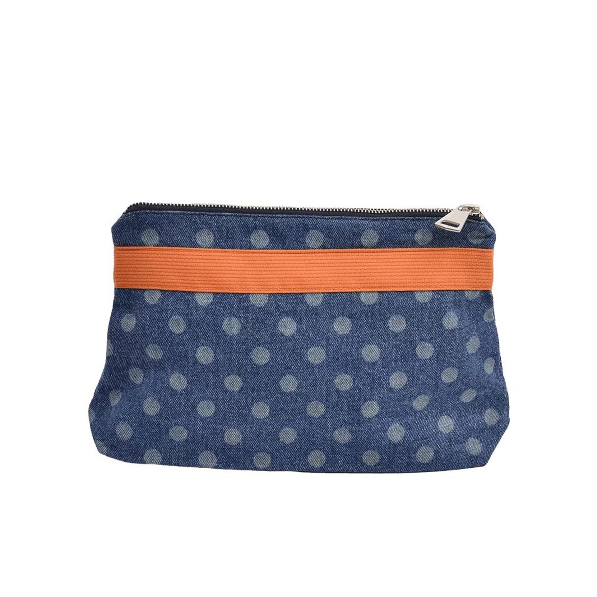 Denim Puantiyeli Clutch Çanta