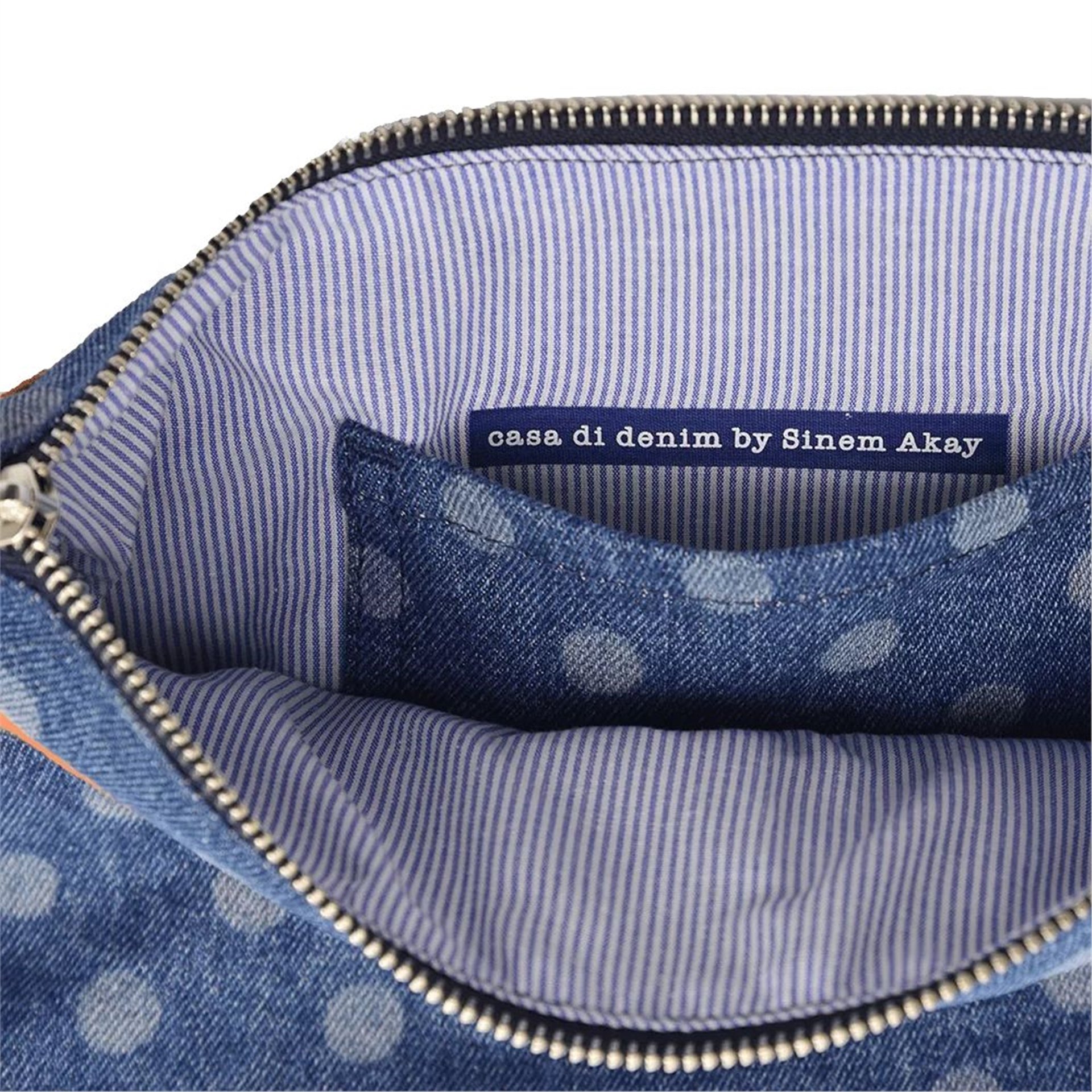 Denim Puantiyeli Clutch Çanta