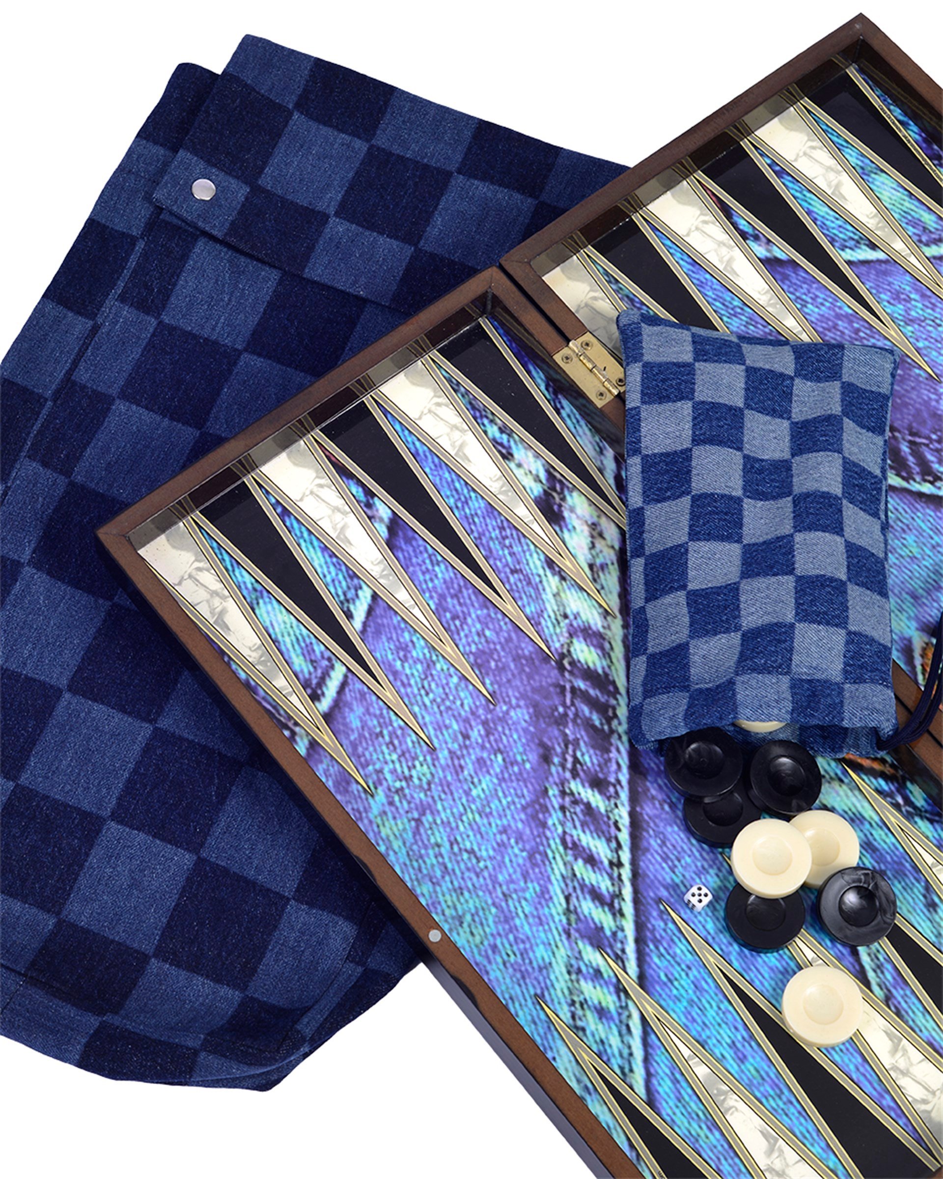 Denim themed backgammon