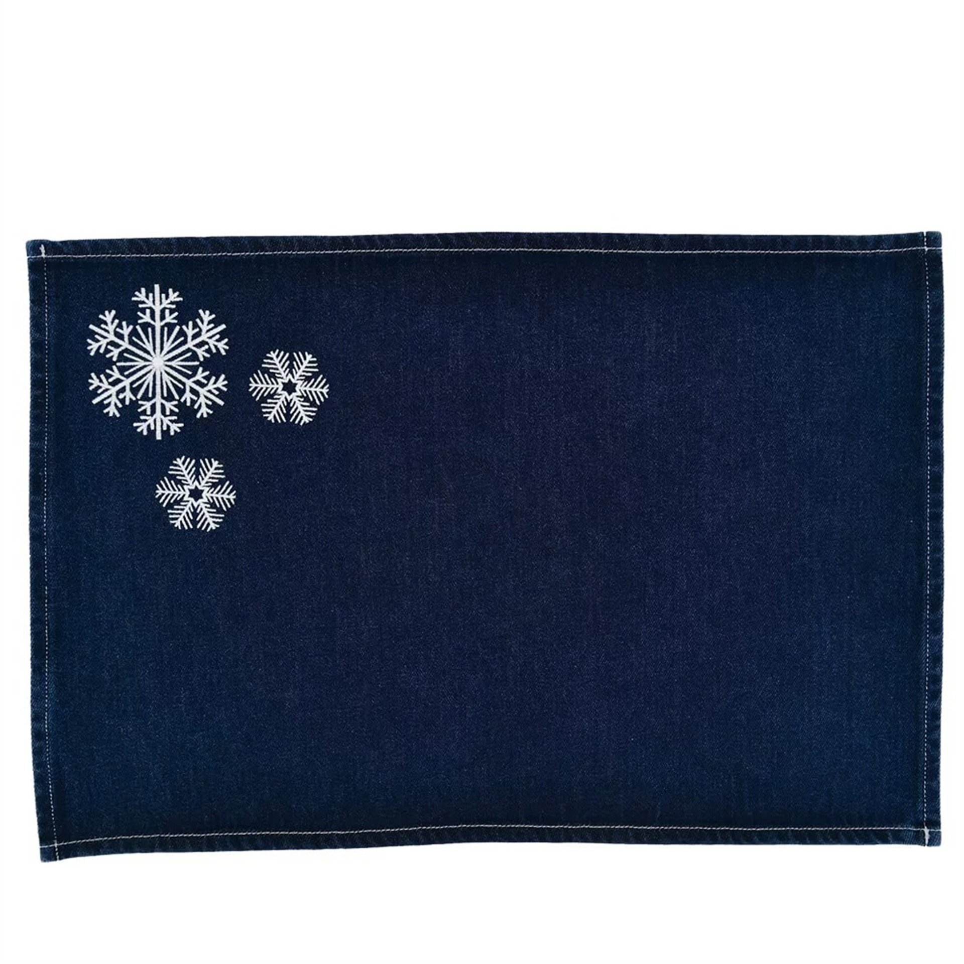 Denim Üzeri Kar Tanesi Nakışlı Amerikan Servis