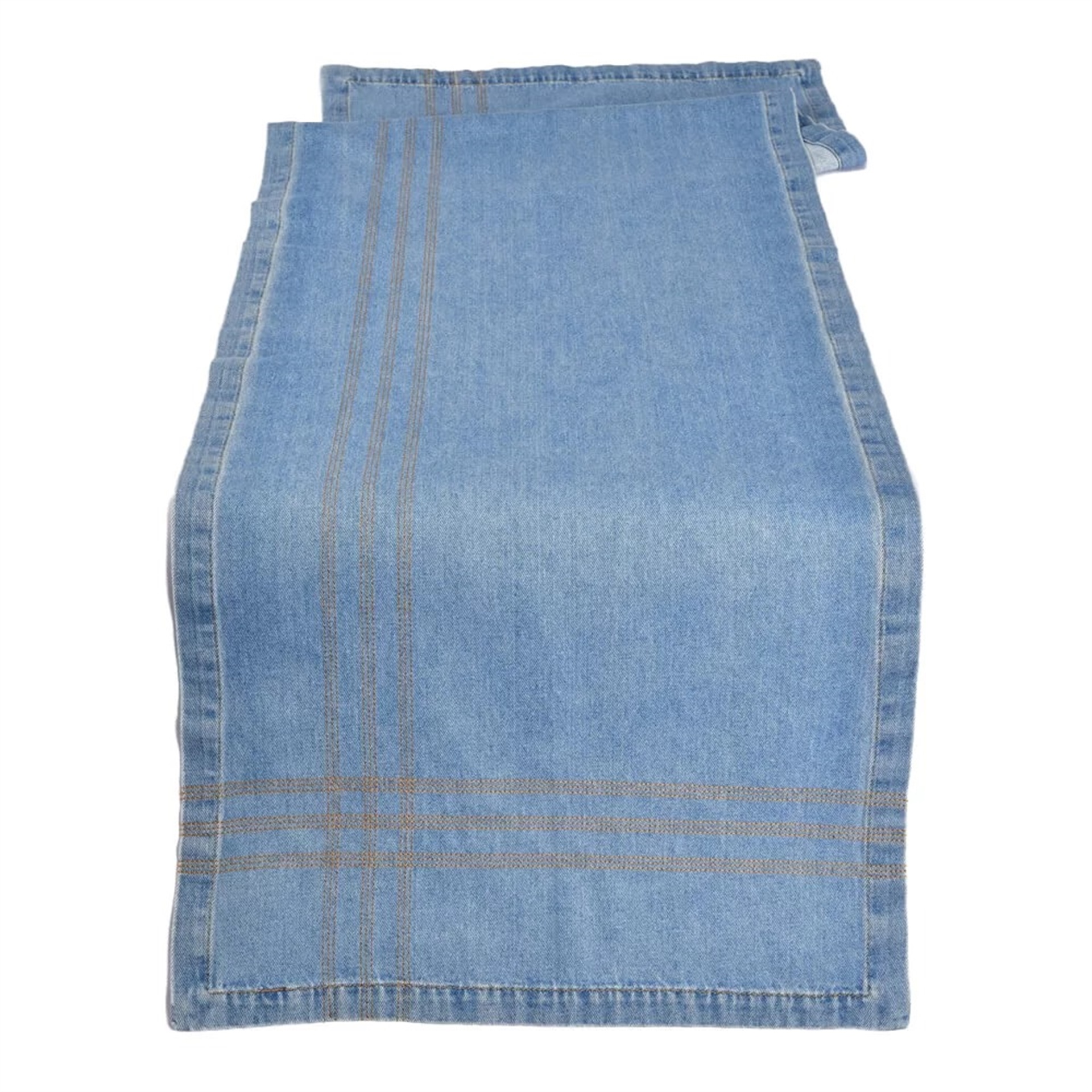 Denim Üzeri Tütün Rengi Nakışlı Runner