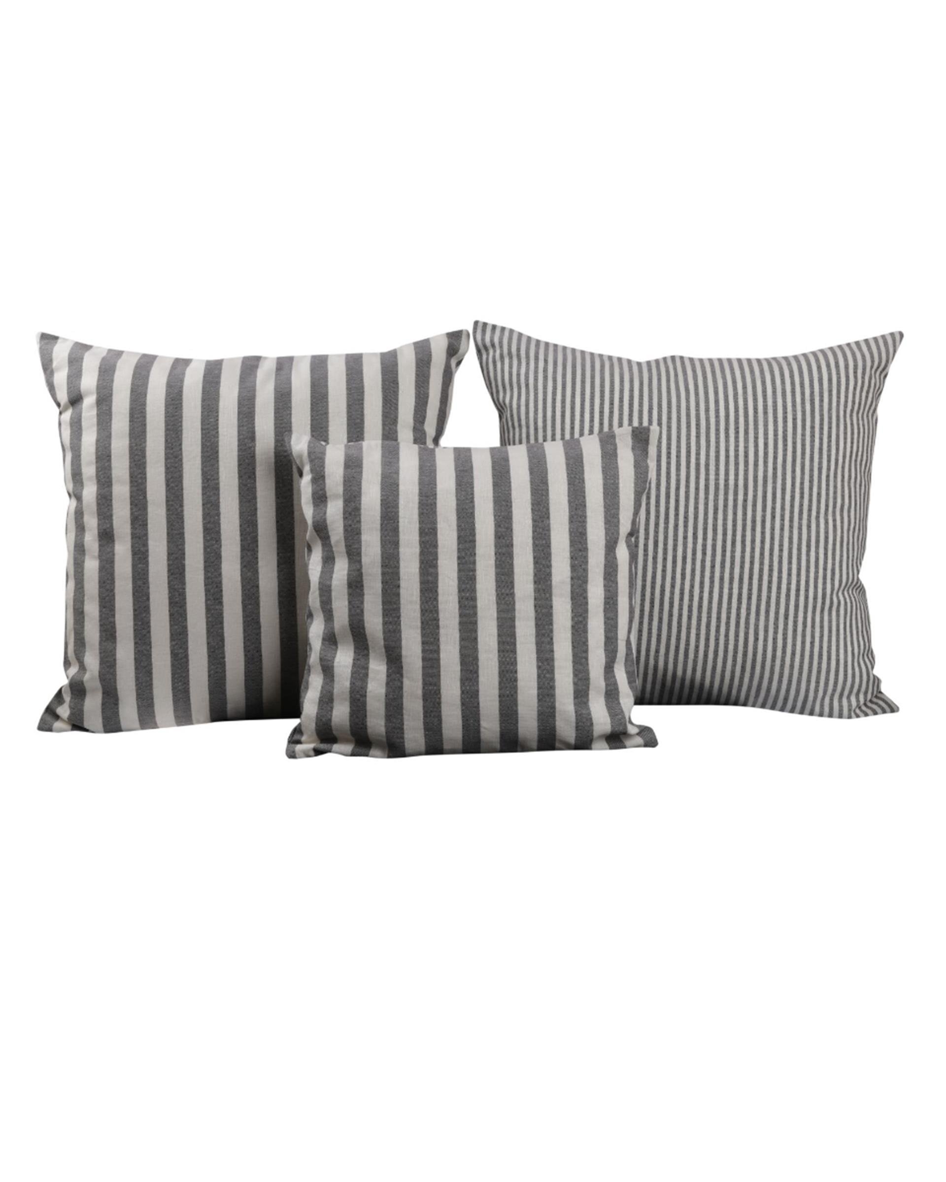 Gri Çizgili Keten Yastık