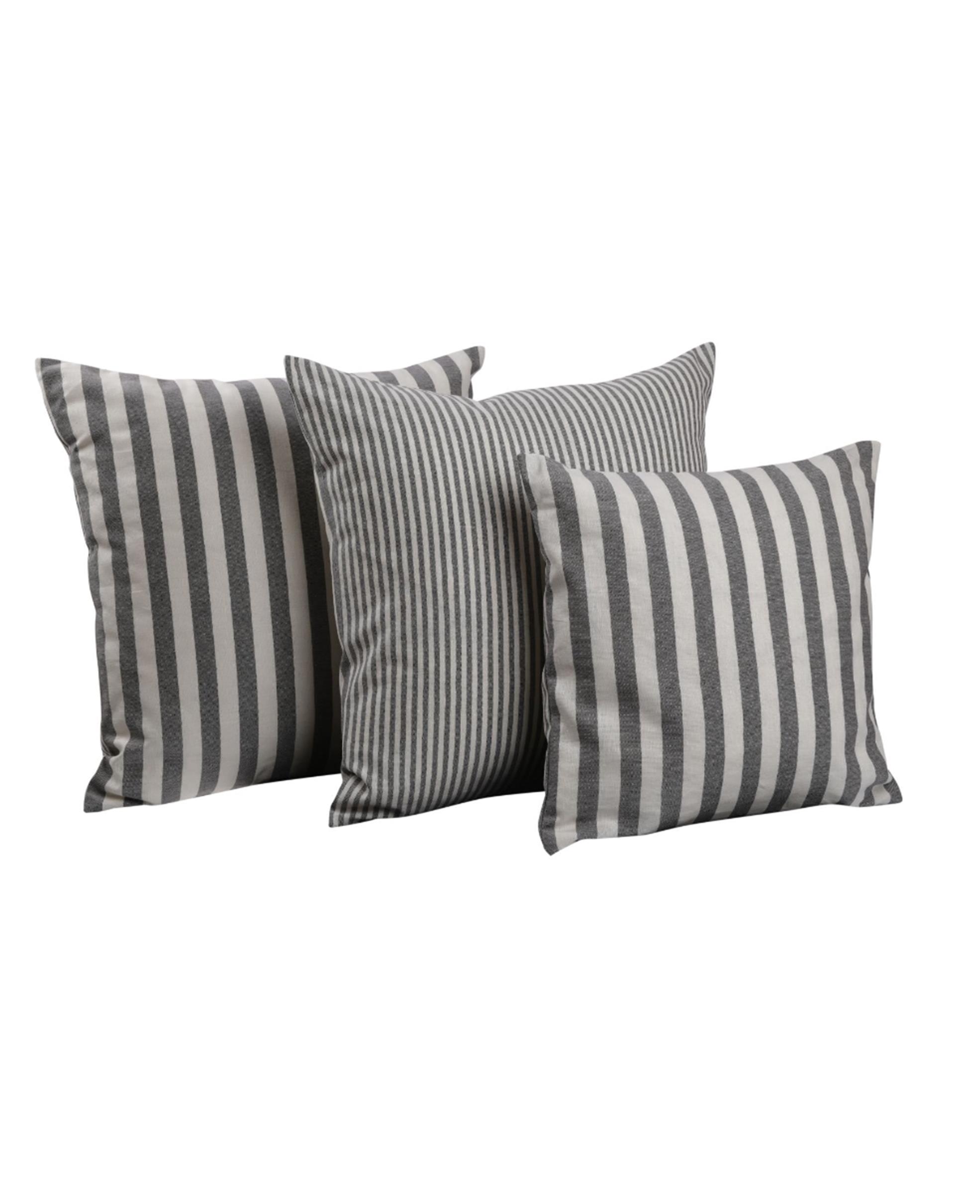 Gri Çizgili Keten Yastık