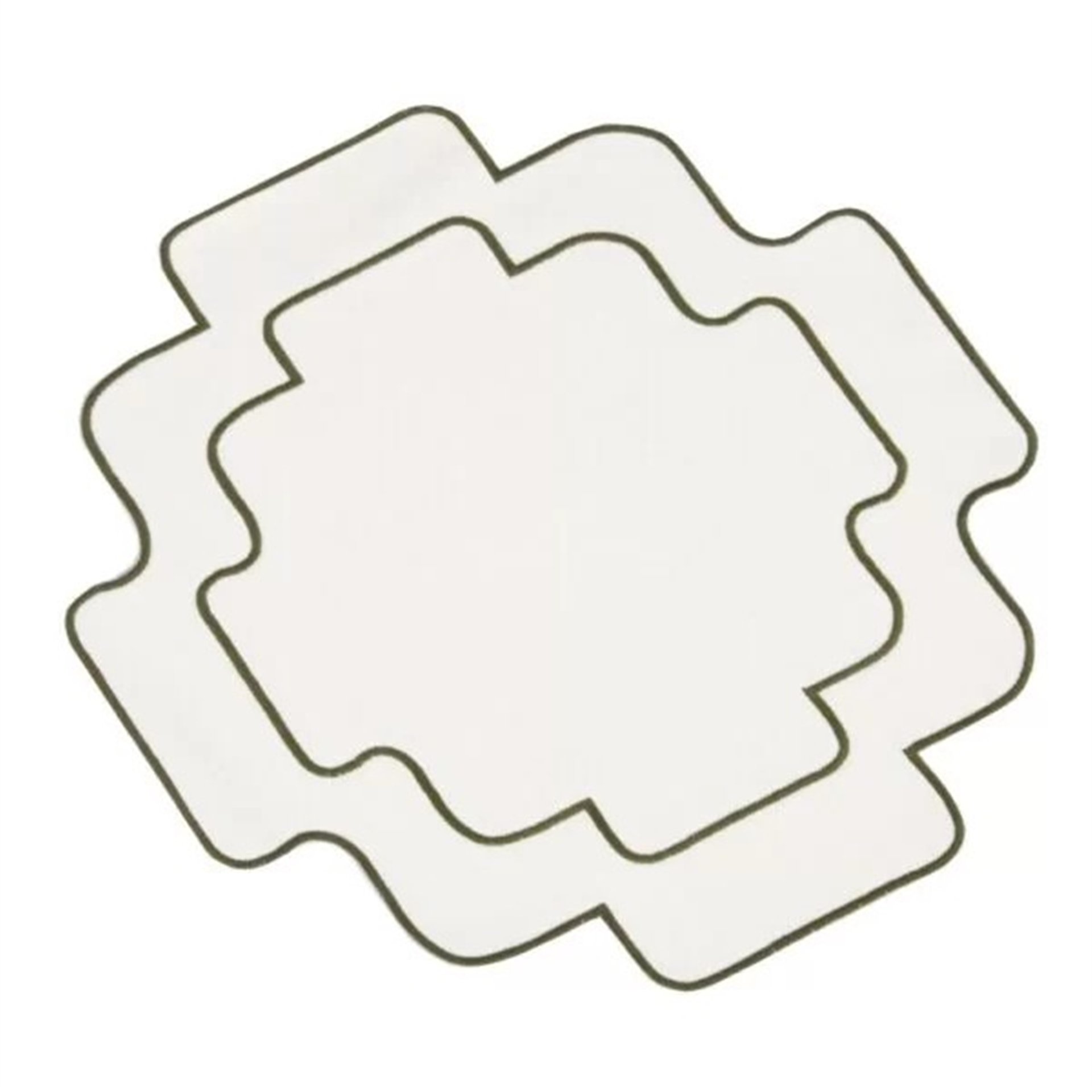 Haki Nakışlı Beyaz Gabardin Kare Supla