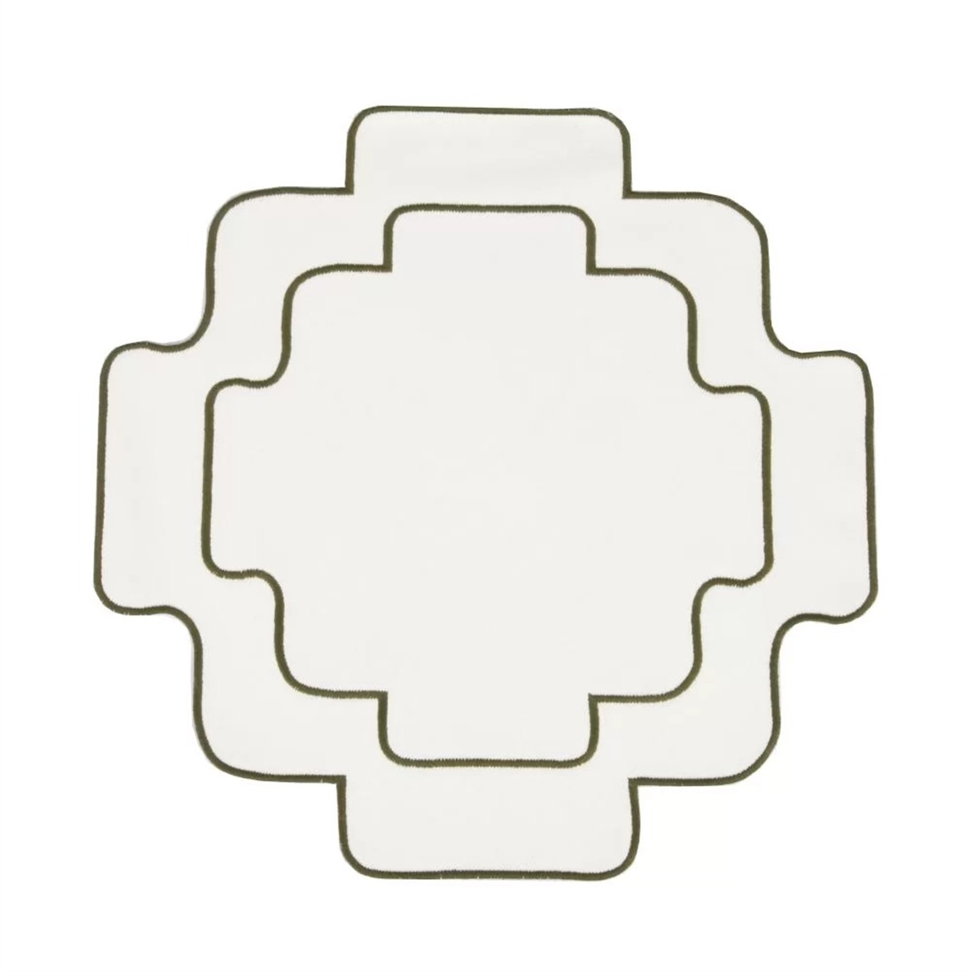 Haki Nakışlı Beyaz Gabardin Kare Supla