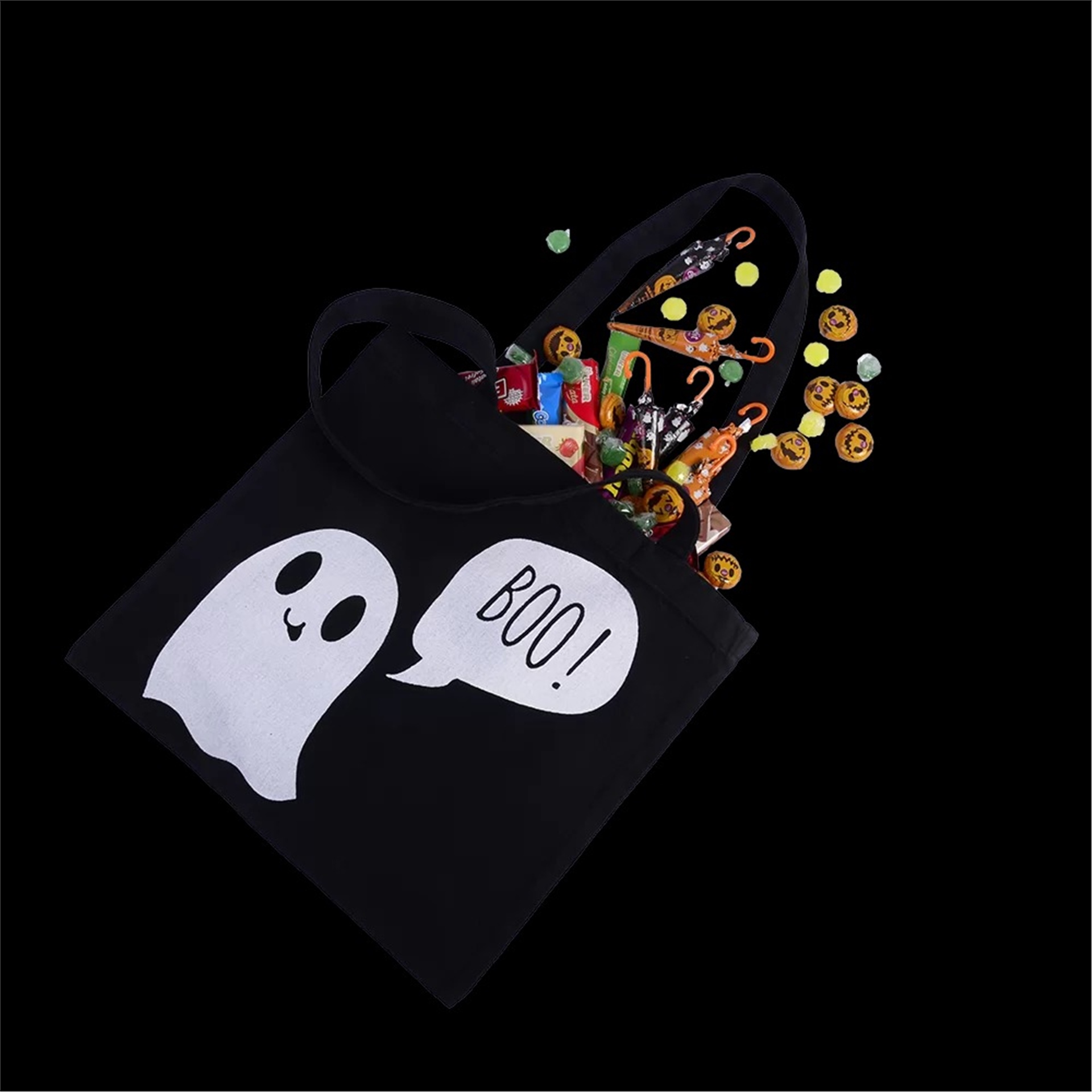 Halloween Konseptli Siyah Denim Çanta