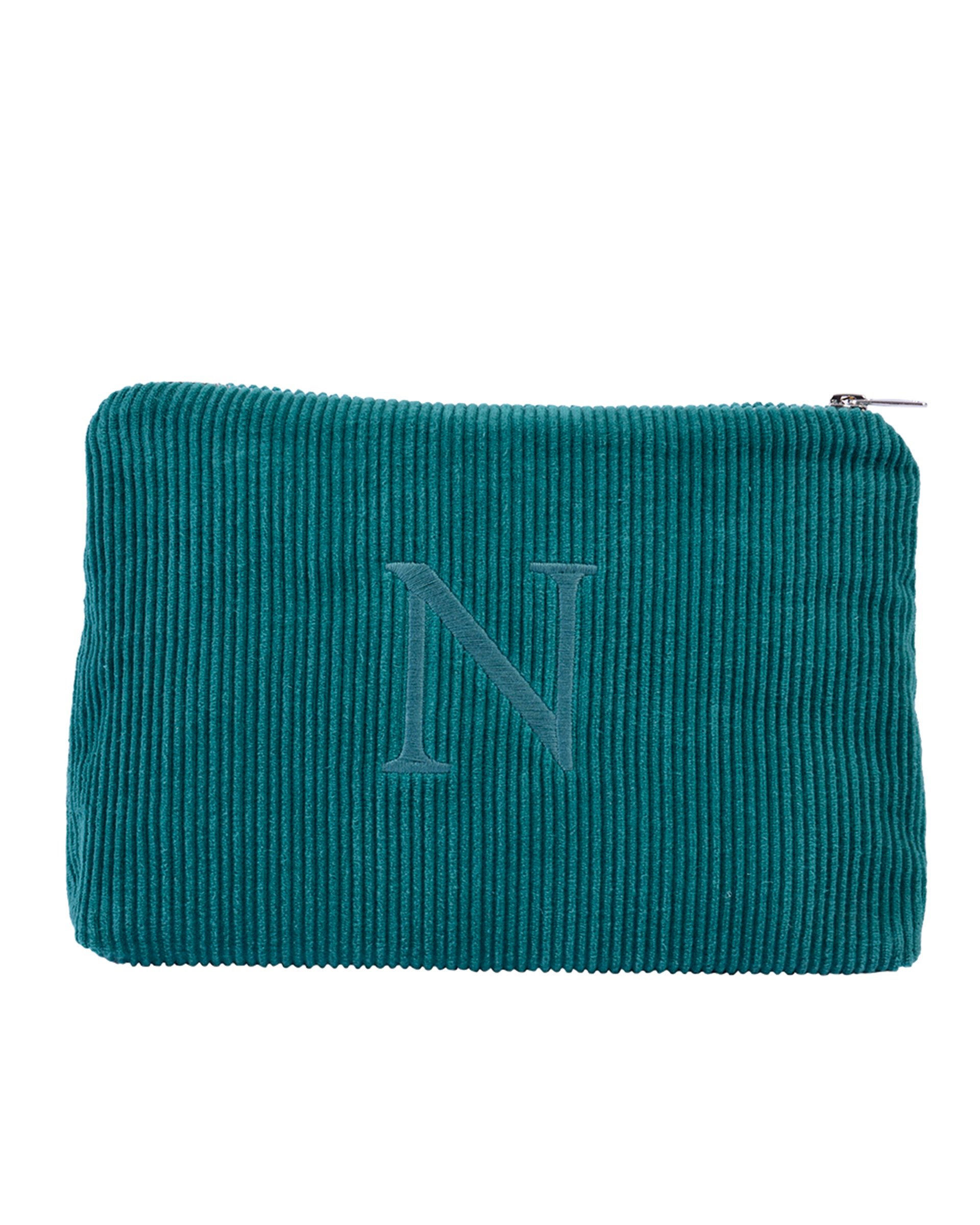 Harf Nakışlı Kadife Clutch Çanta