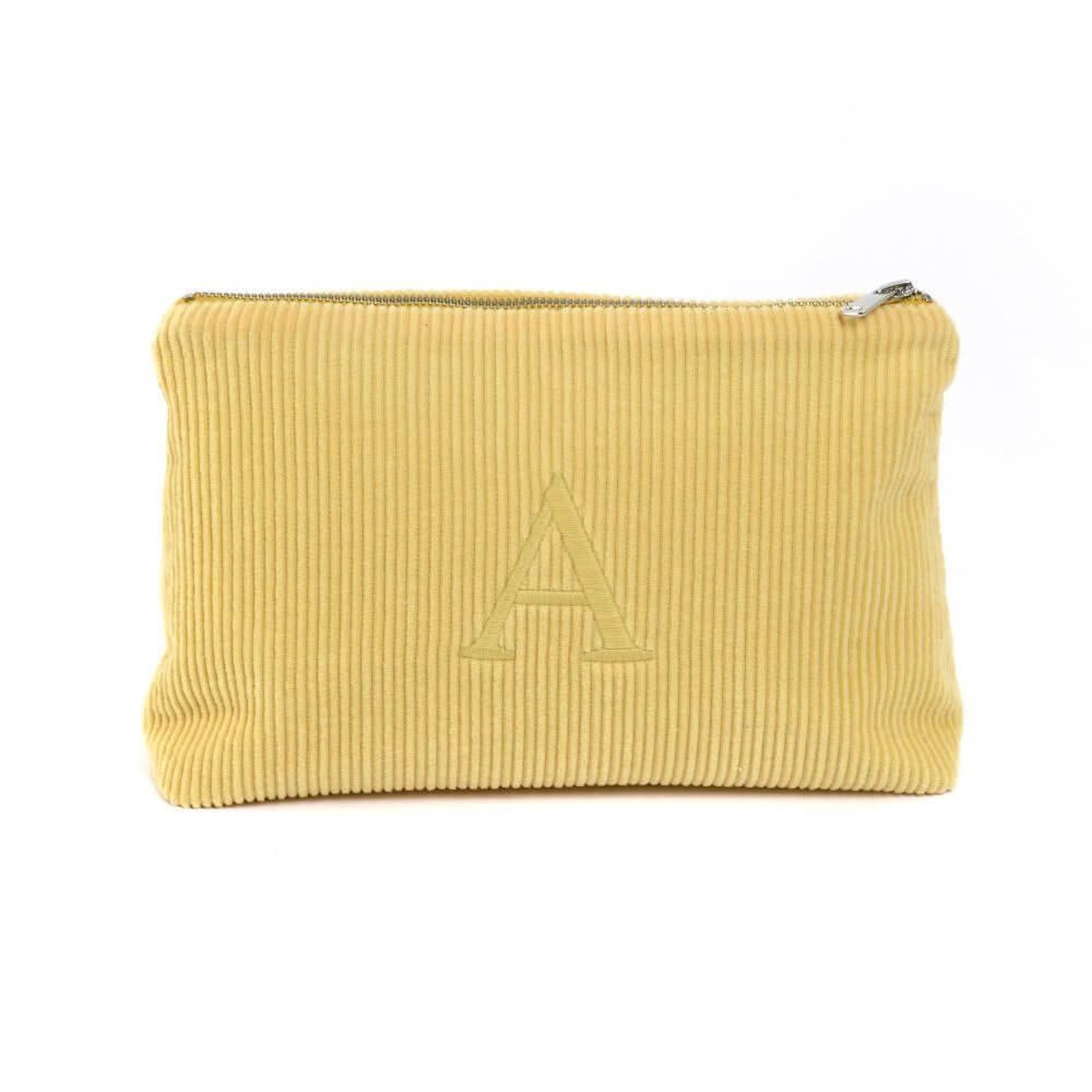 Harf Nakışlı Kadife Clutch Çanta