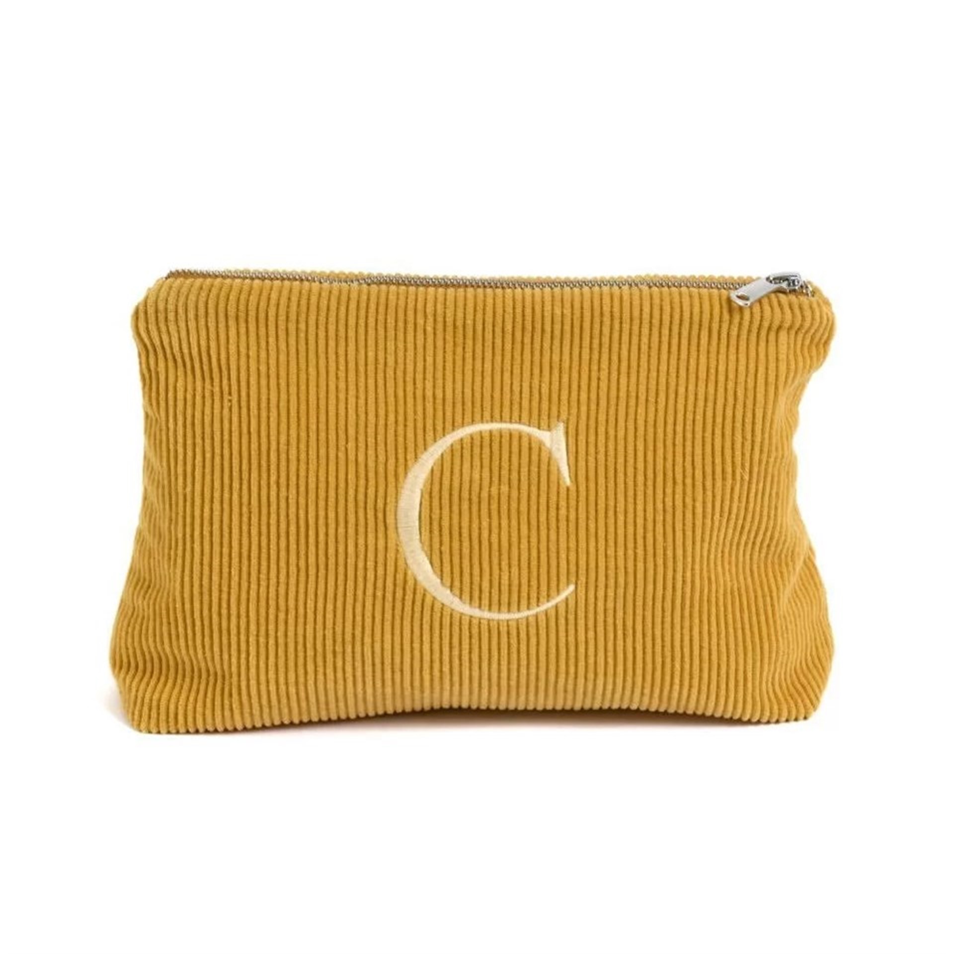 Harf Nakışlı Kadife Clutch Çanta