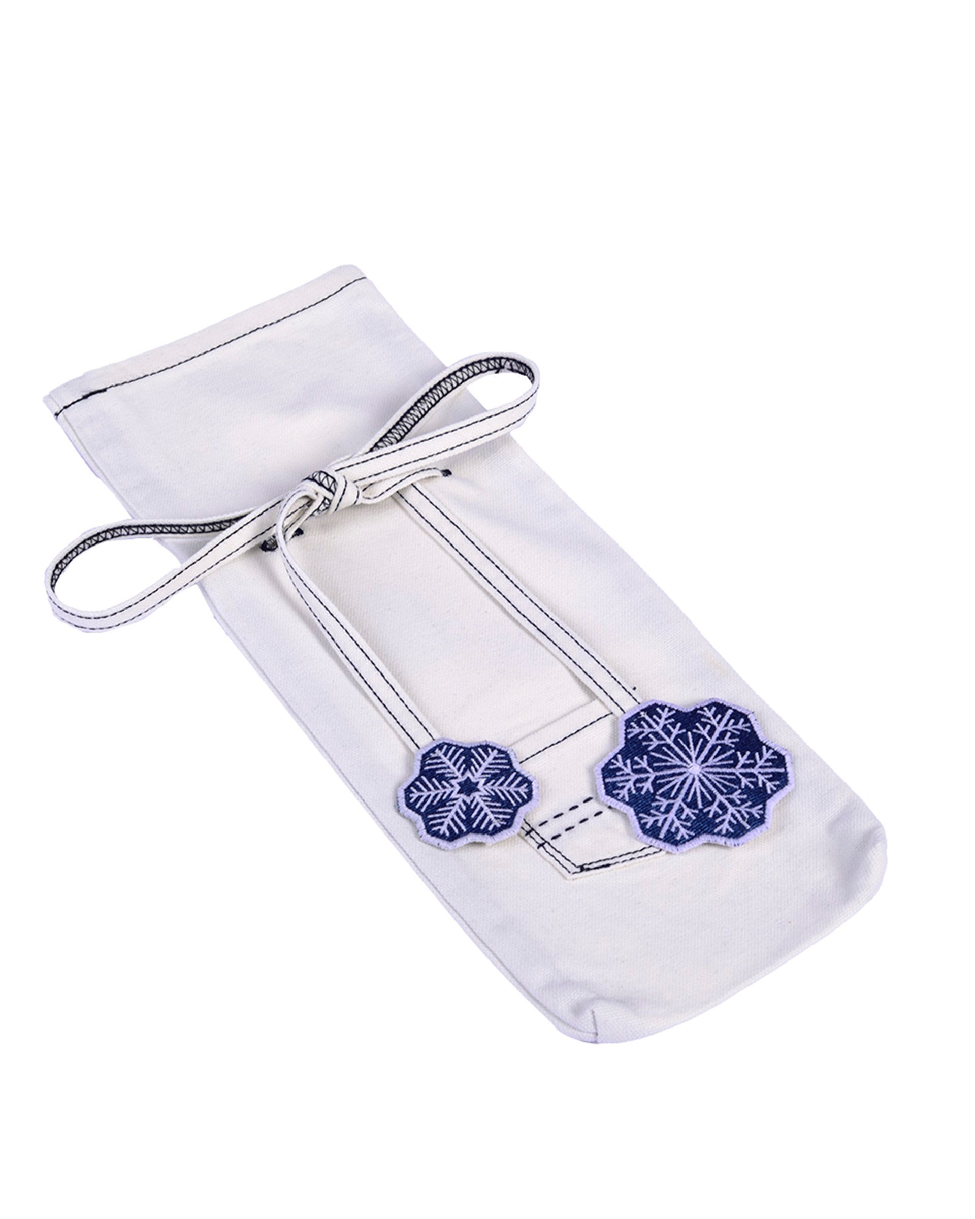 Kar Tanesi Nakışlı Ekru Şişe Kılıfı