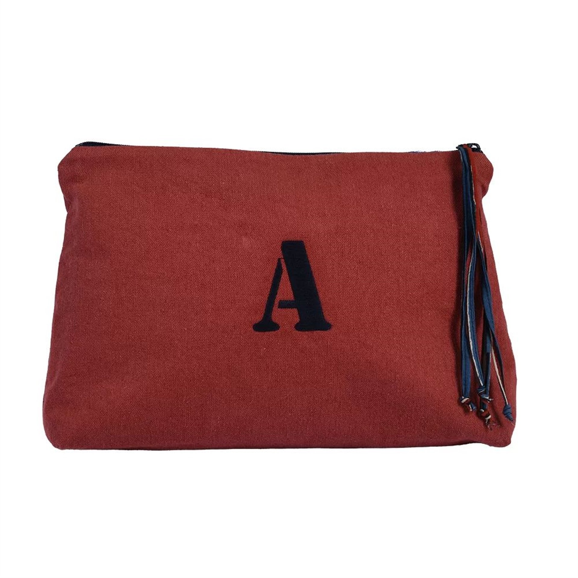 Keten Harf Nakışlı Clutch Çanta