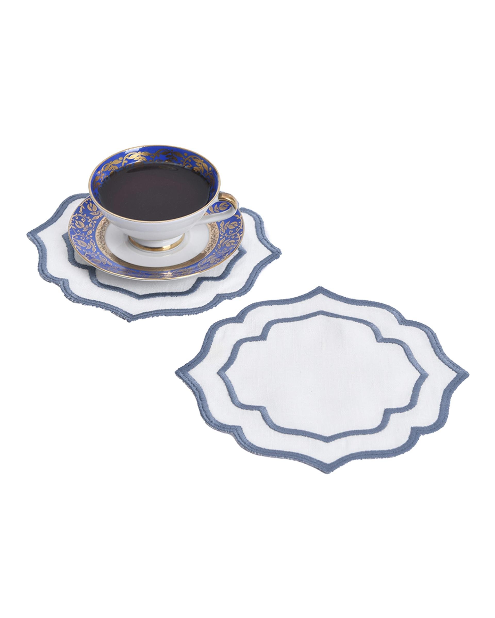 Keten Nakışlı Bardak Altlığı