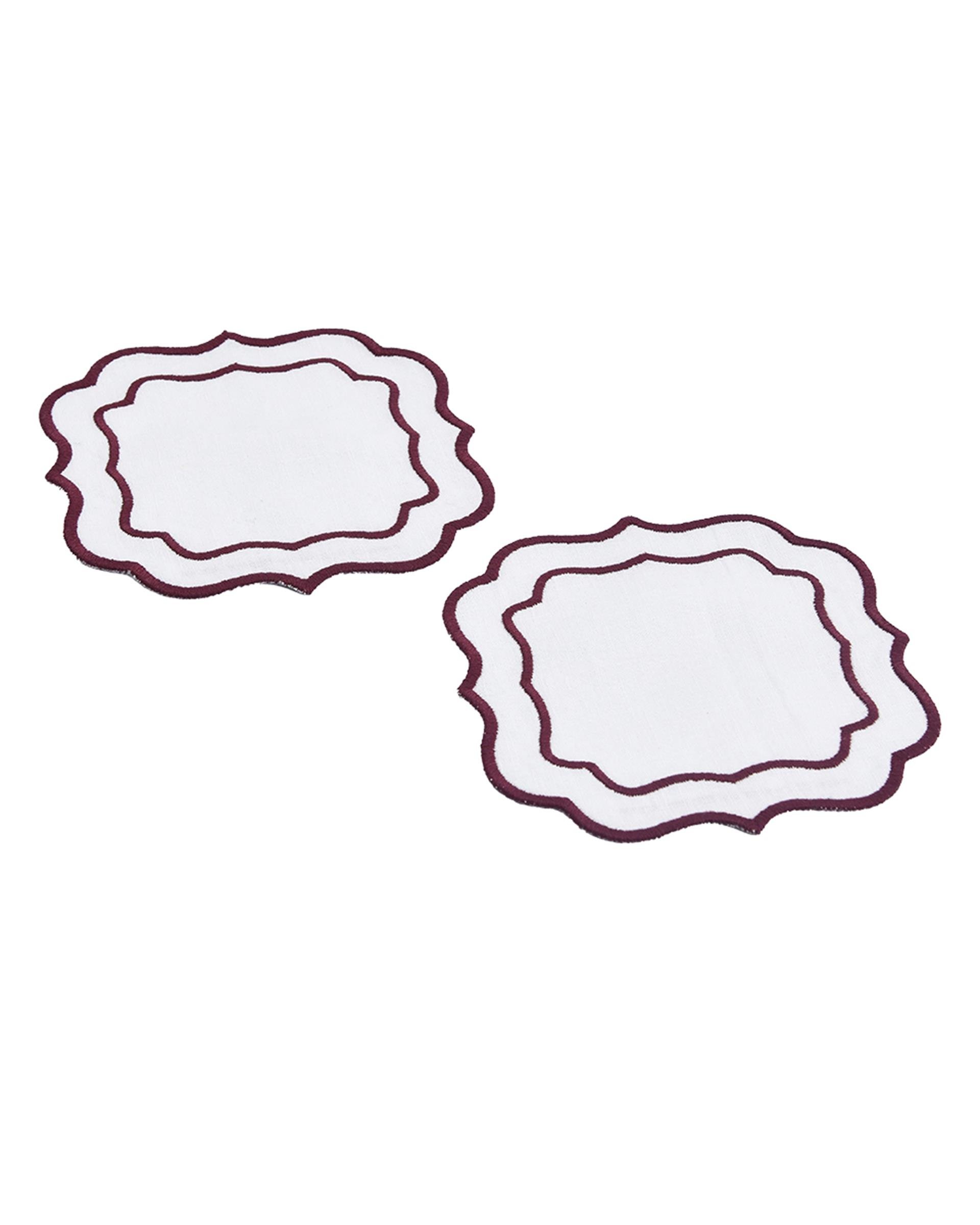 Keten Nakışlı Bardak Altlığı