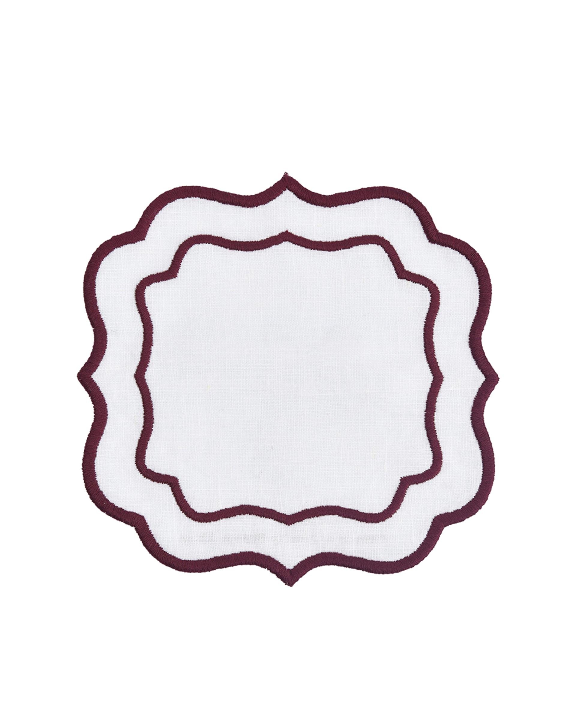 Keten Nakışlı Bardak Altlığı