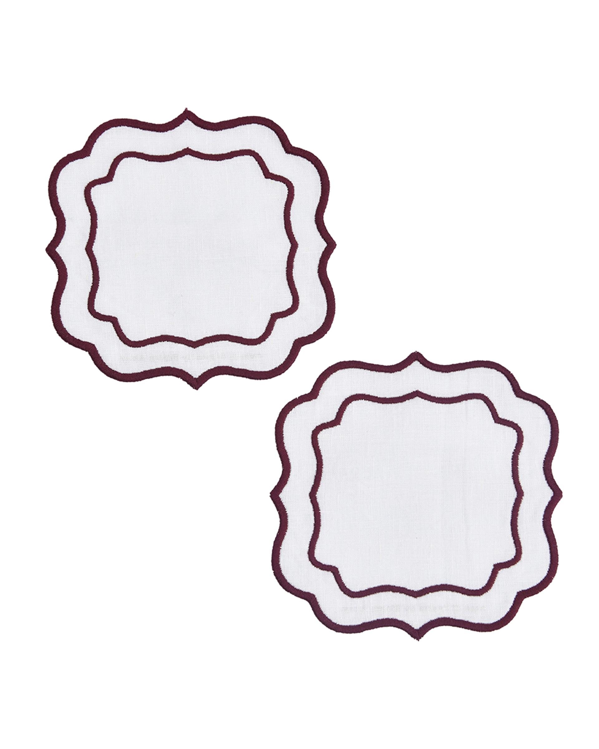 Keten Nakışlı Bardak Altlığı