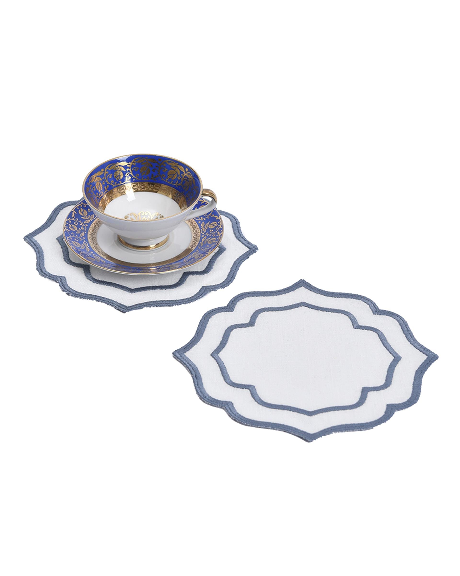 Keten Nakışlı Bardak Altlığı