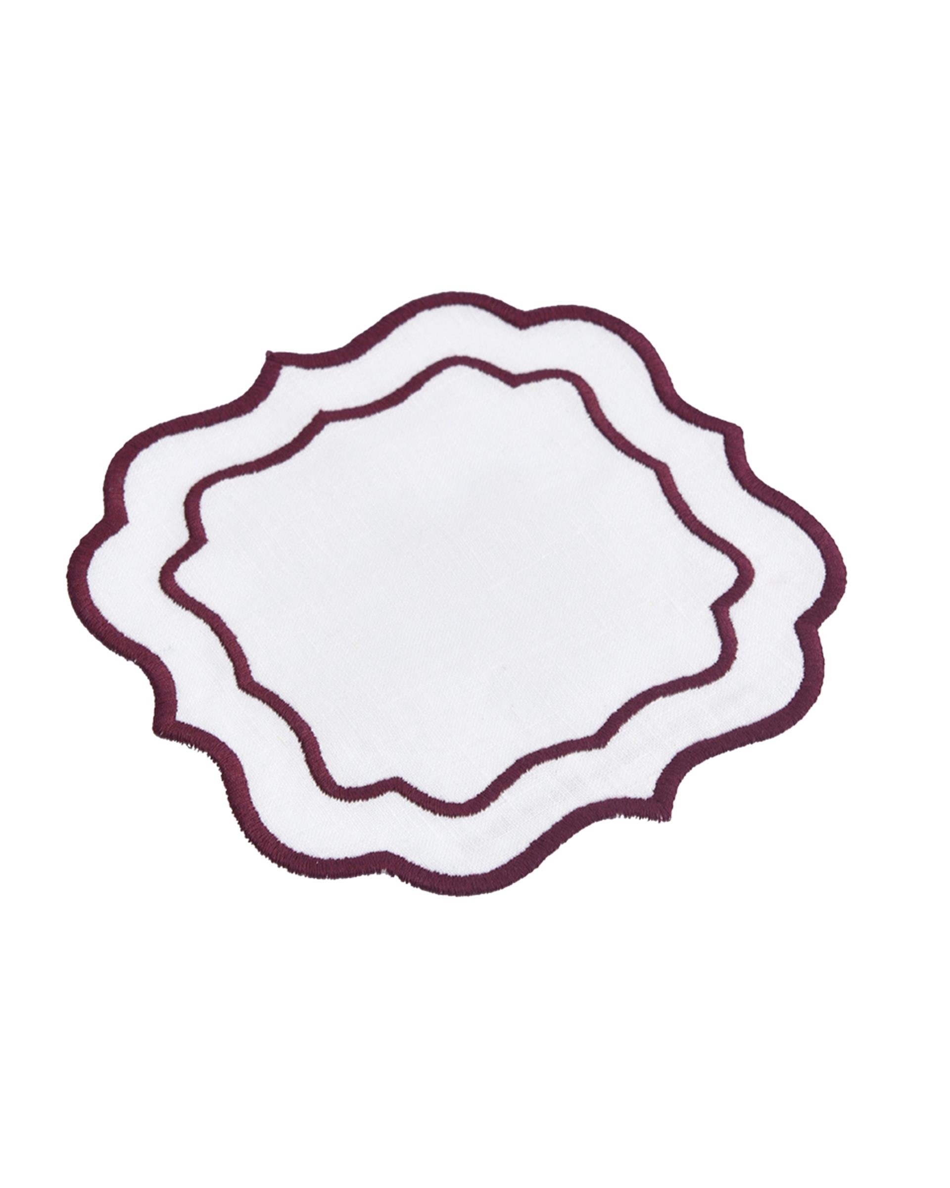 Keten Nakışlı Bardak Altlığı